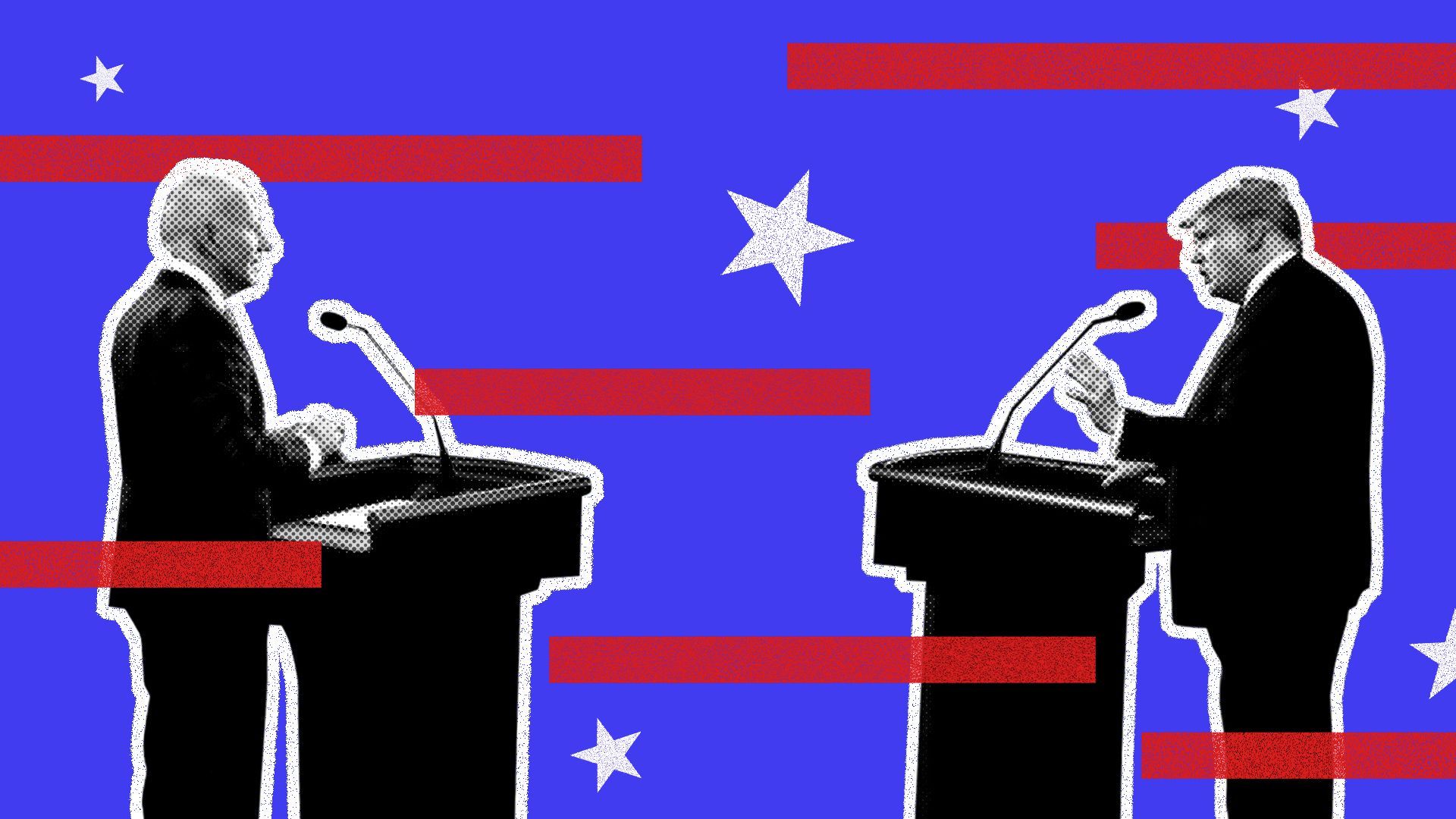 Photo illustration of Donald Trump and Joe Biden.