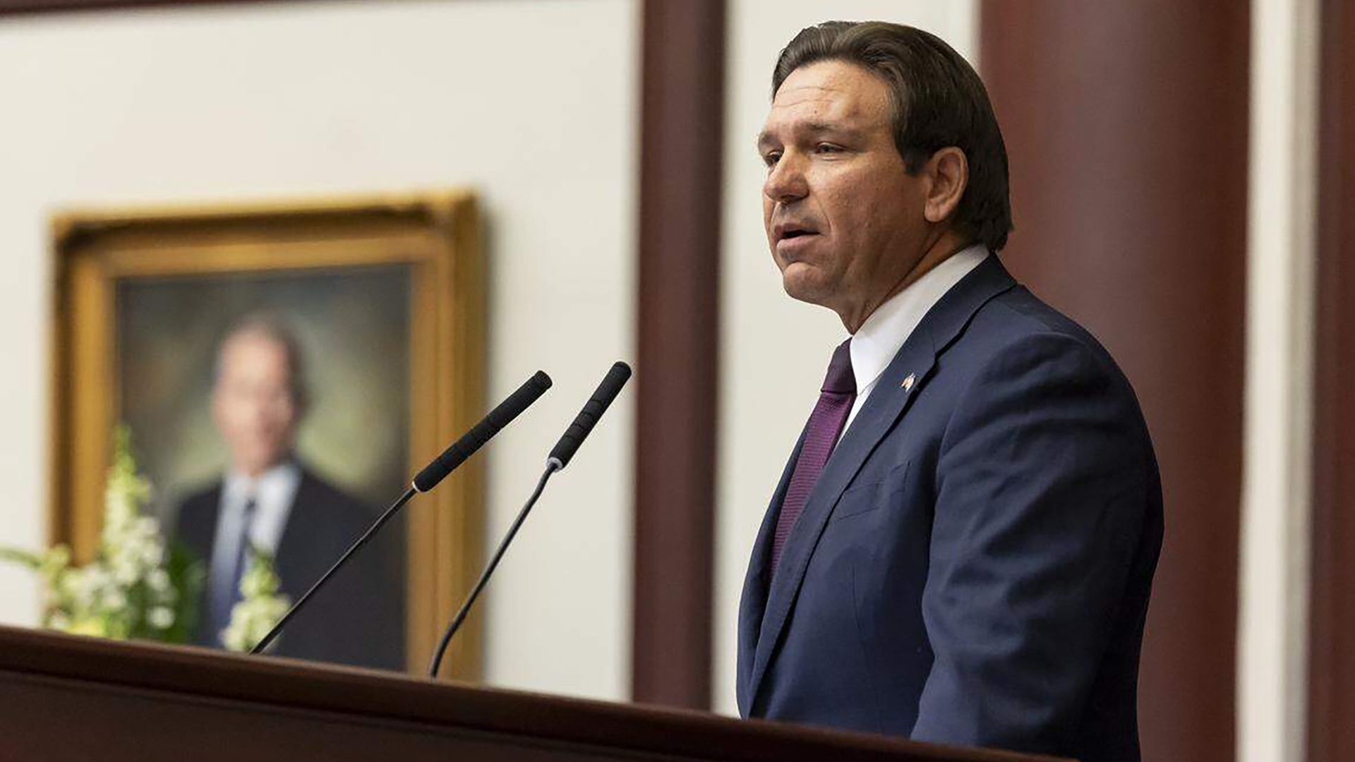 Florida Gov. Ron DeSantis walks outside the State Capitol in Tallahassee, Fla., on Jan. 13, 2026.