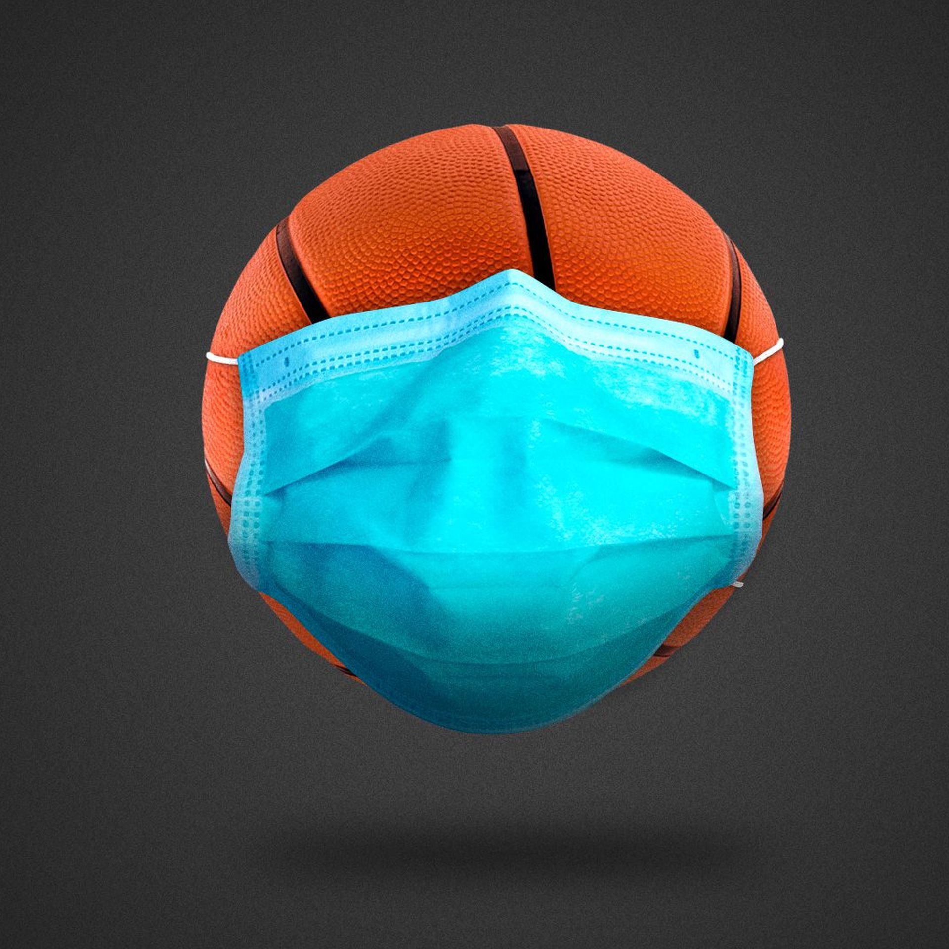 Illustration of basketball wearing a face mask
