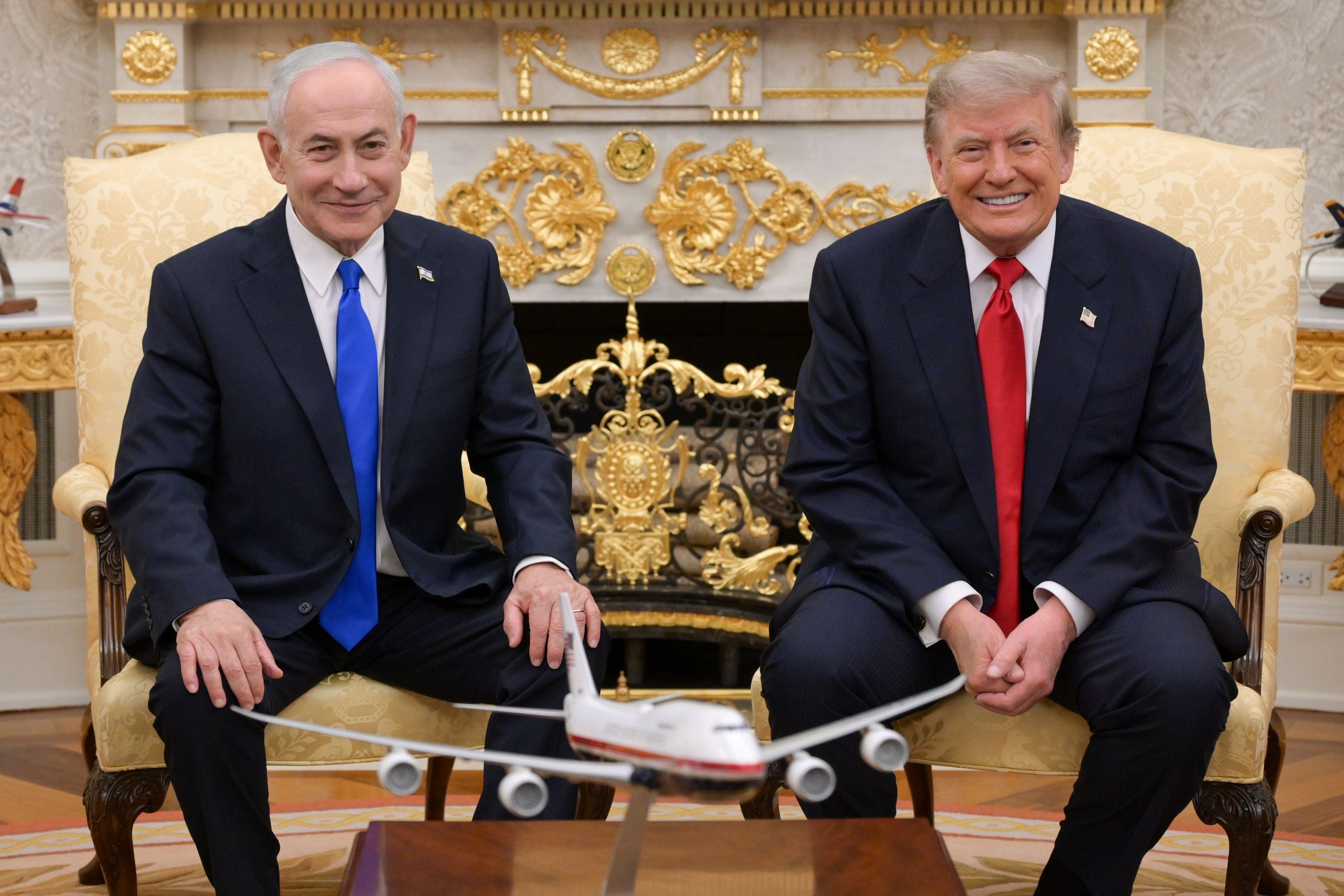 President Trump and Israeli Prime Minister Benjamin Netanyahu meet in the Oval Office at the White House.