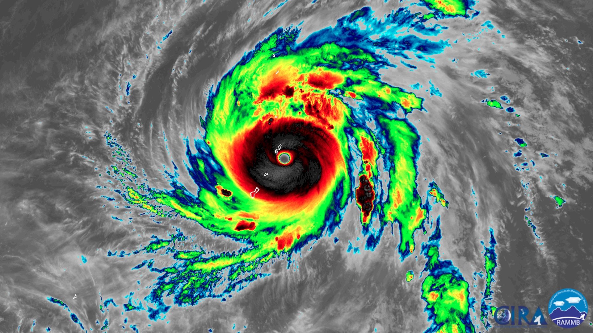 Super Typhoon Yutu slams the Northern Mariana Islands as a Category 5 storm on October 24, 2018.