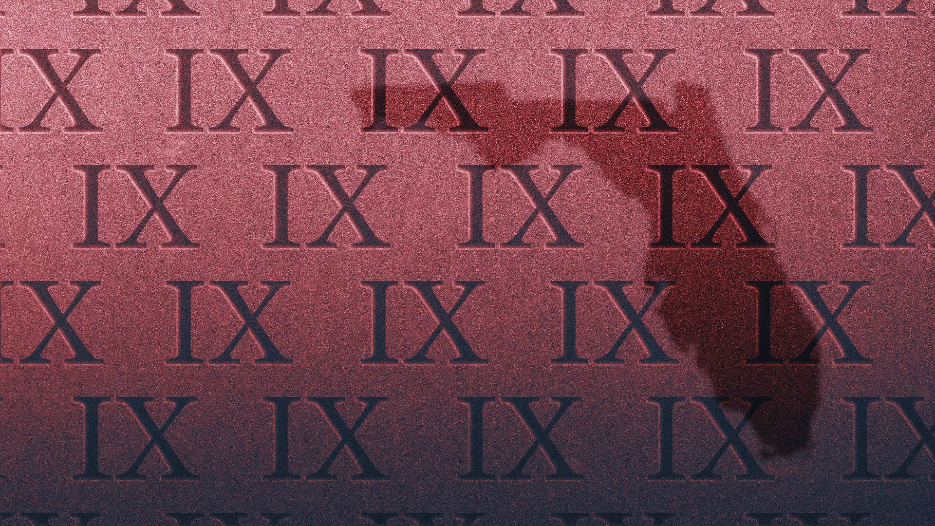 Illustration of the shadow of Florida on a pattern of Roman numeral IXes.