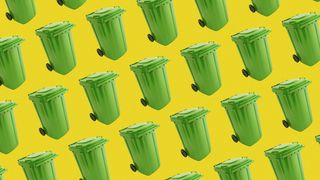 Illustration of a pattern of trash cans.