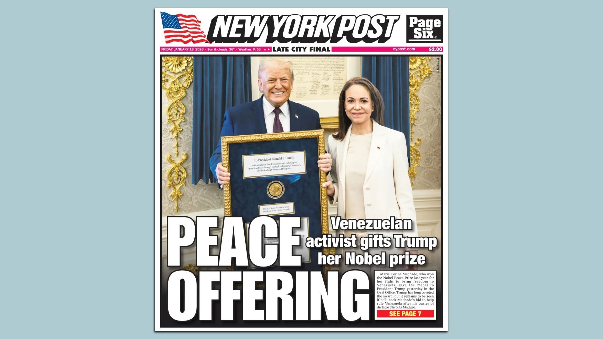 Today's New York Post cover