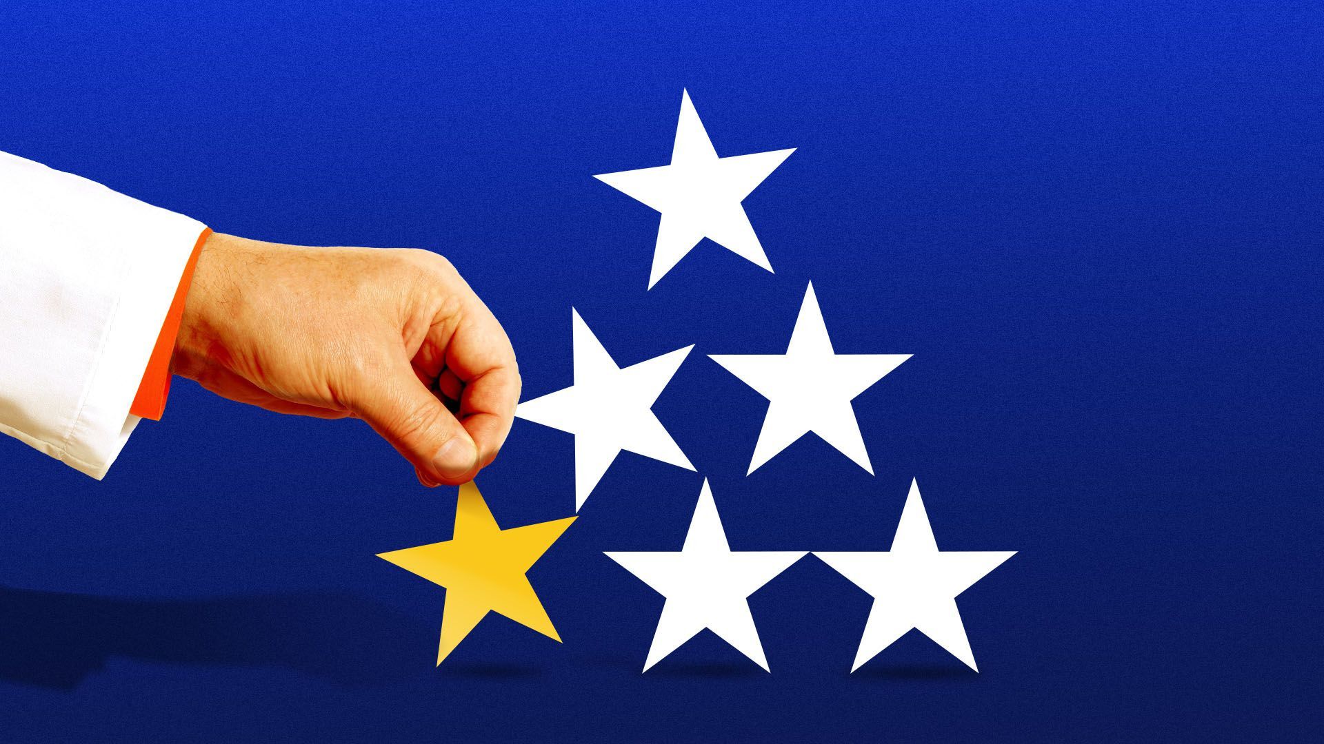 Illustration of hand placing the stars in a pyramid