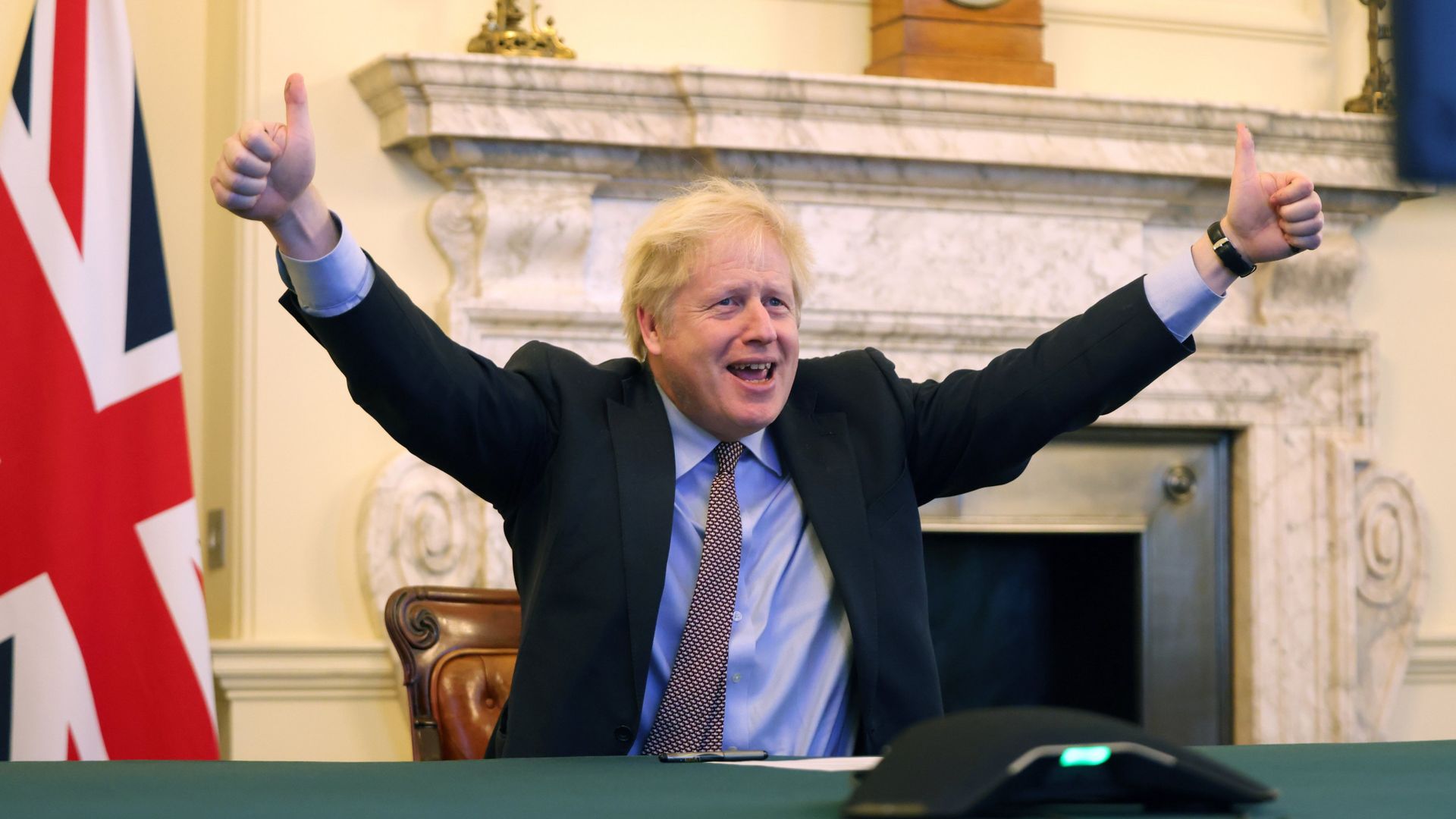 Boris Johnson celebrating Brexit deal