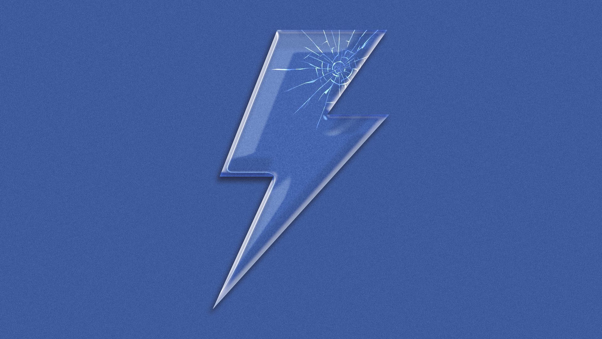 Illustration of a glass lightning bolt with cracks in it. 
