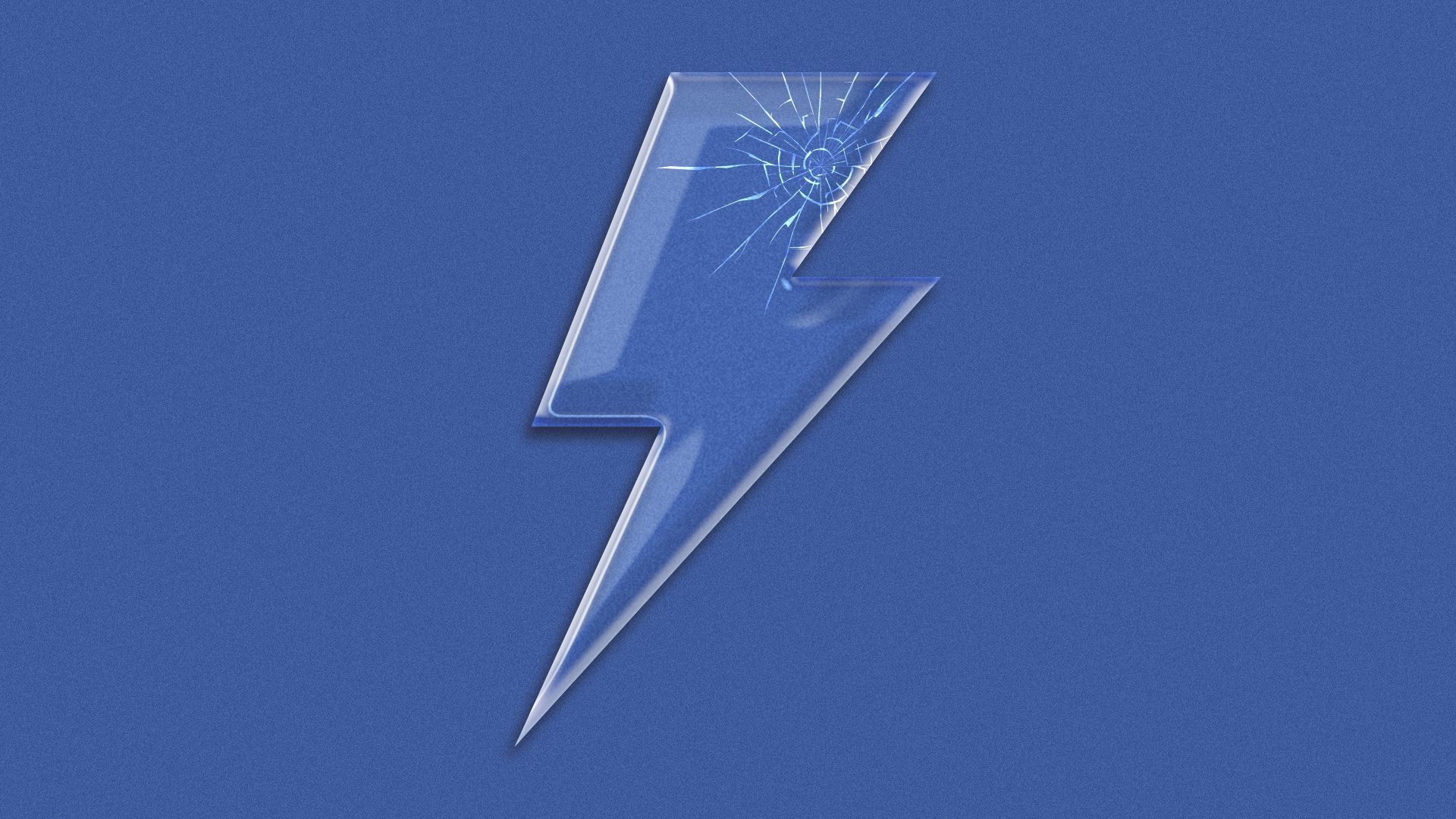 Illustration of a glass lightning bolt with cracks in it.