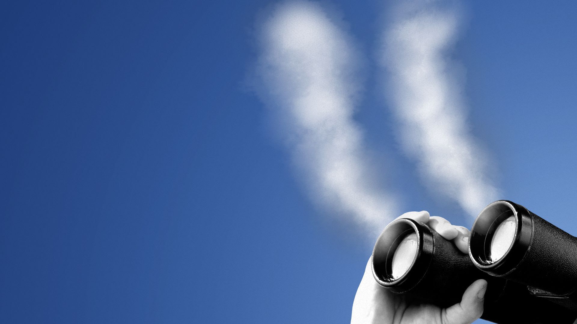 Illustration of a pair of binoculars with smoke coming out.