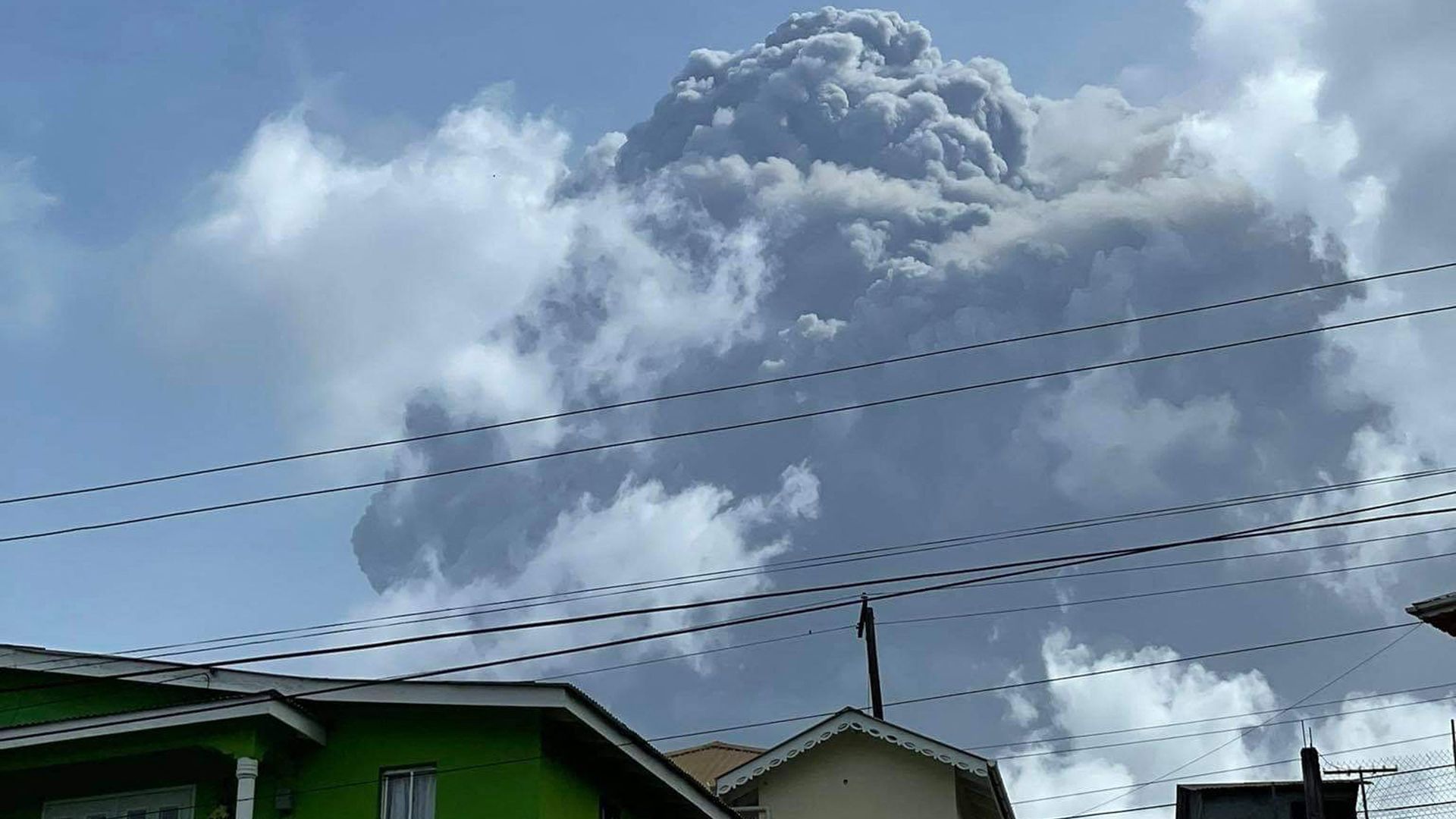  This April 9, 2021, image courtesy Zen Punnett shows the eruption of La Soufriere Volcano from Rillan Hill in Saint Vincent.