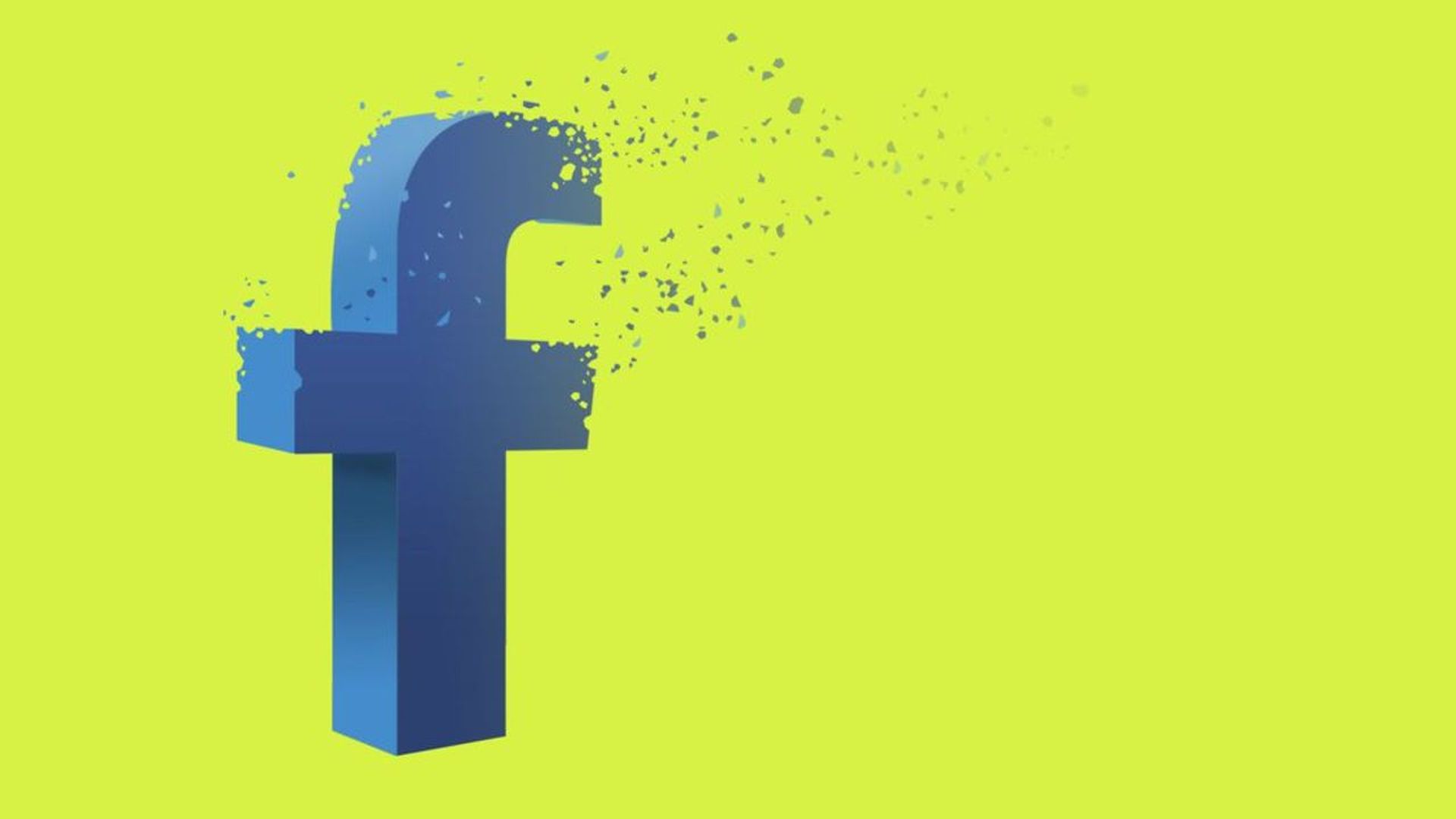 Illustration of the Facebook F logo deteriorating