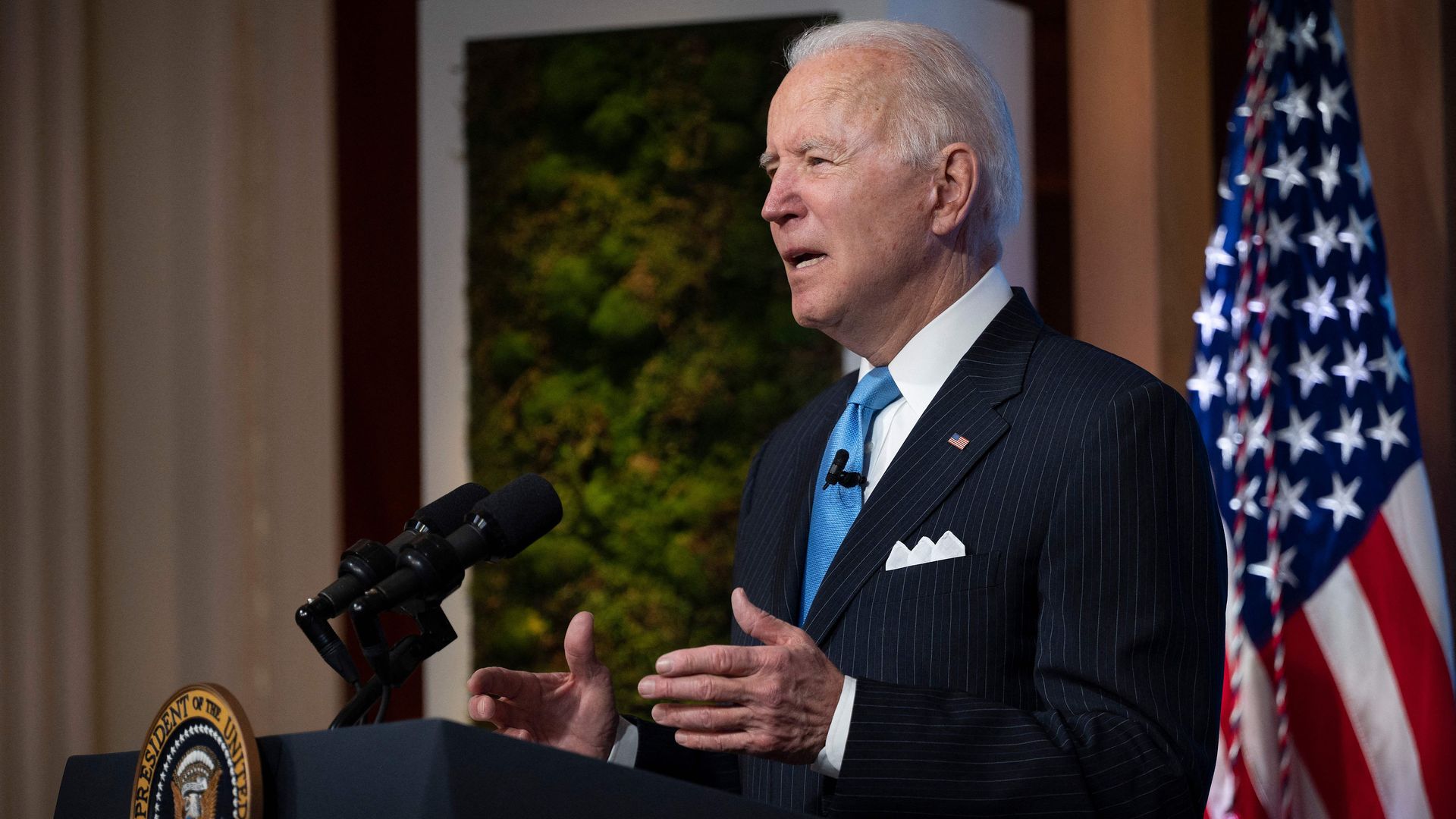 President Biden speaking in the White House on April 23. 