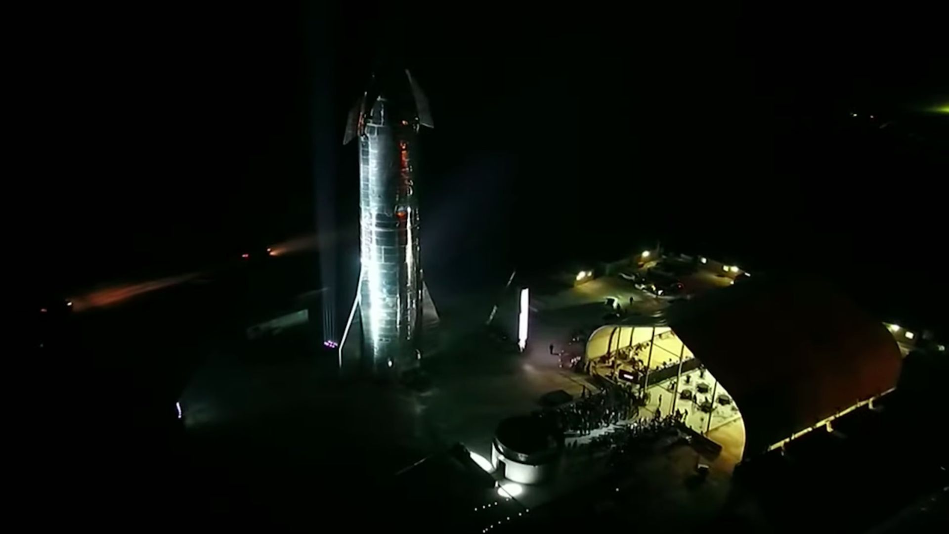 The Starship prototype at night