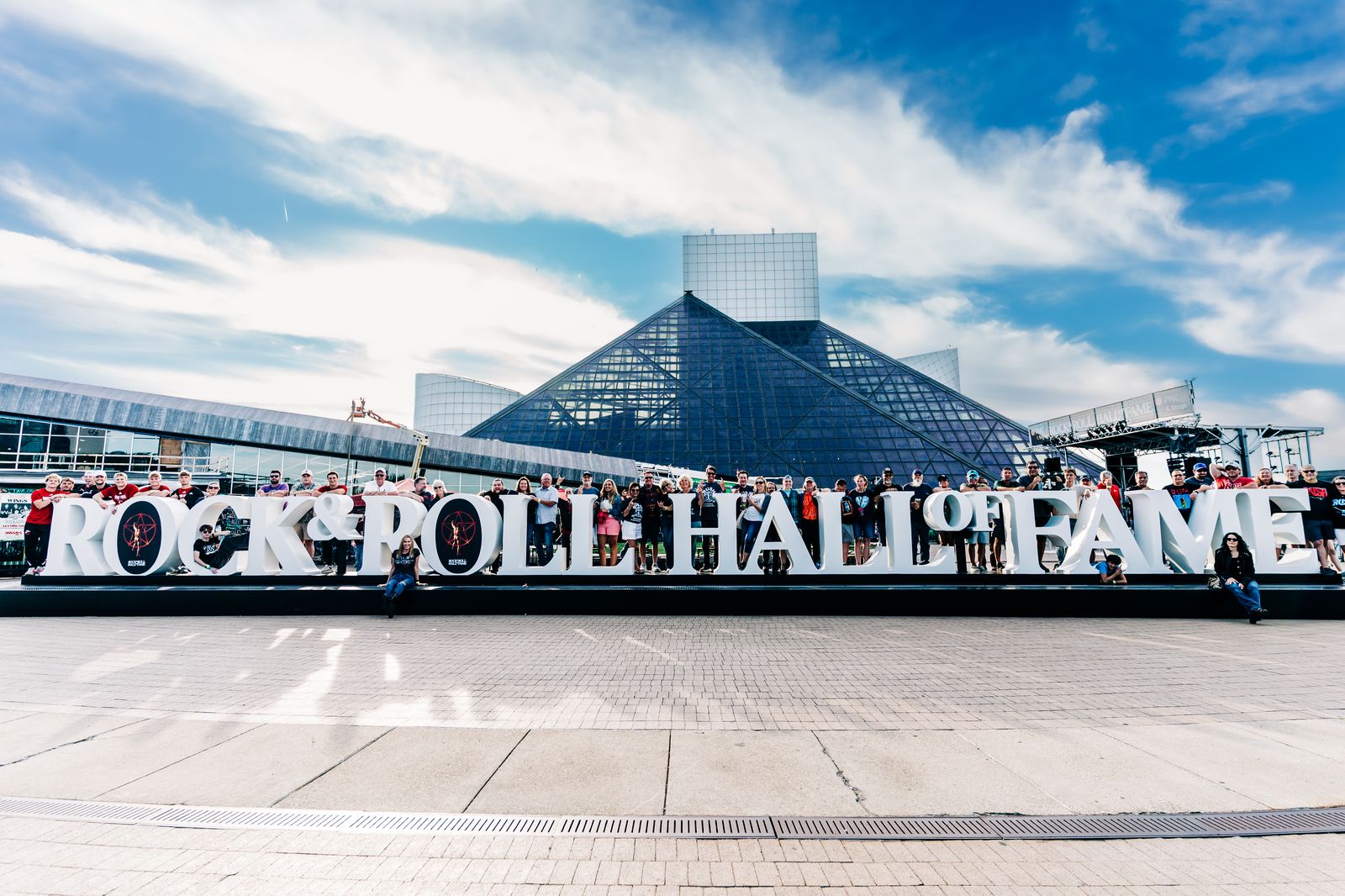 Rock Hall unveils giant new sign on front plaza - Axios Cleveland