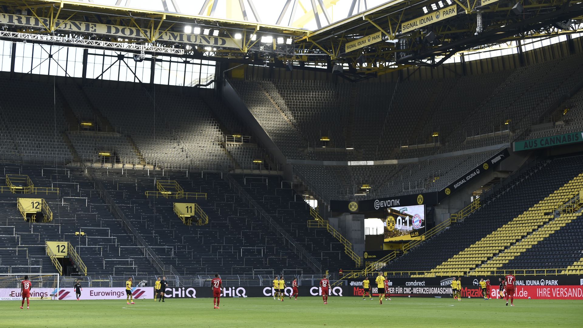 Bundesliga match between Borussia Dortmund and FC Bayern Muenchen play in an empty stadium