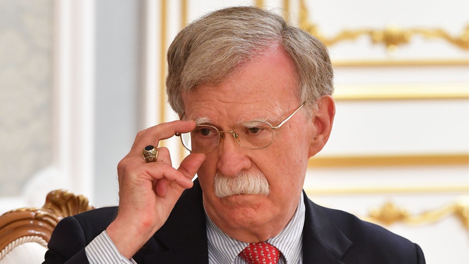 John Bolton during a meeting with Belarus' President Alexander Lukashenko. 