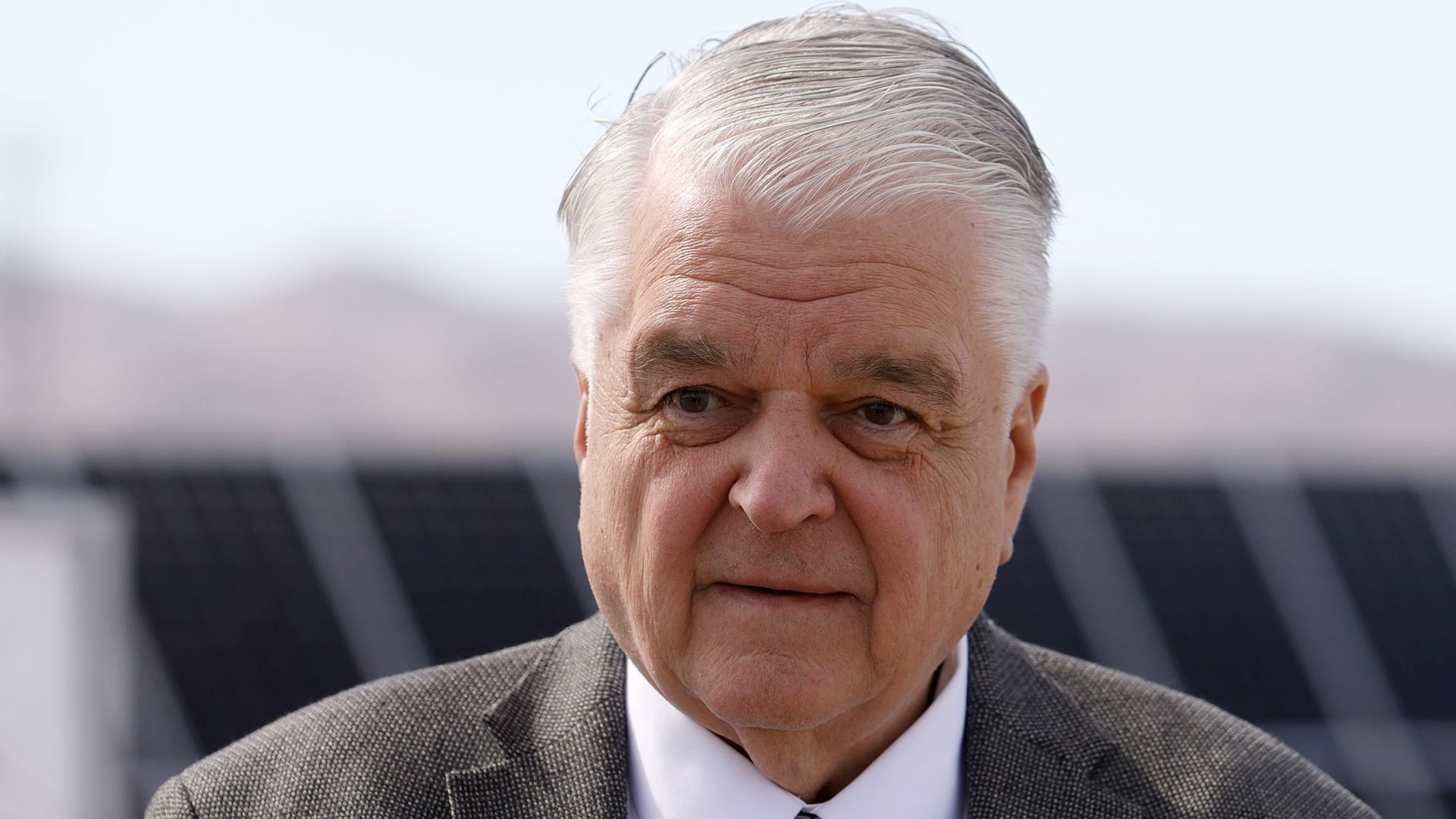 Nevada Gov. Steve Sisolak (D) in Dry Lake Valley, Nevada, in June 2021.