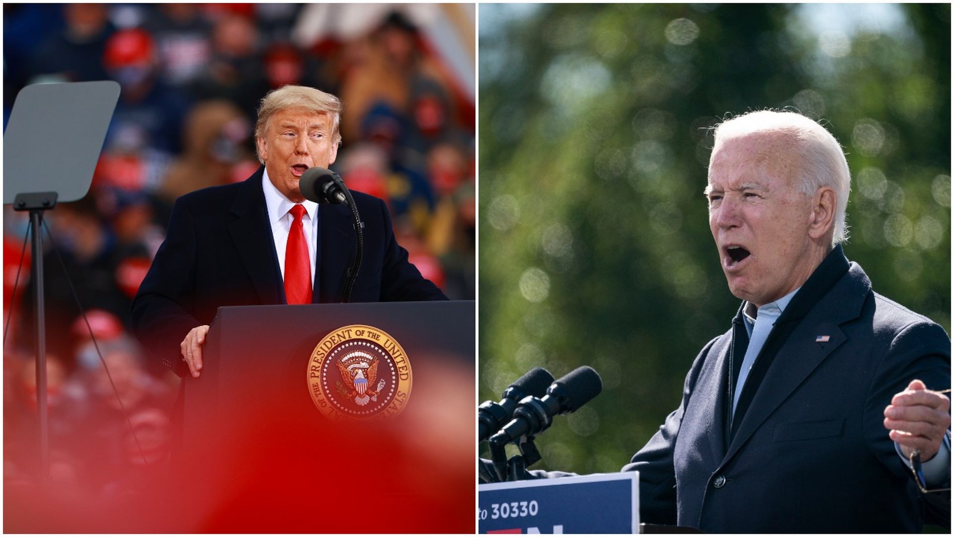 Combination images of President Trump and Democratic presidential nominee Joe Biden