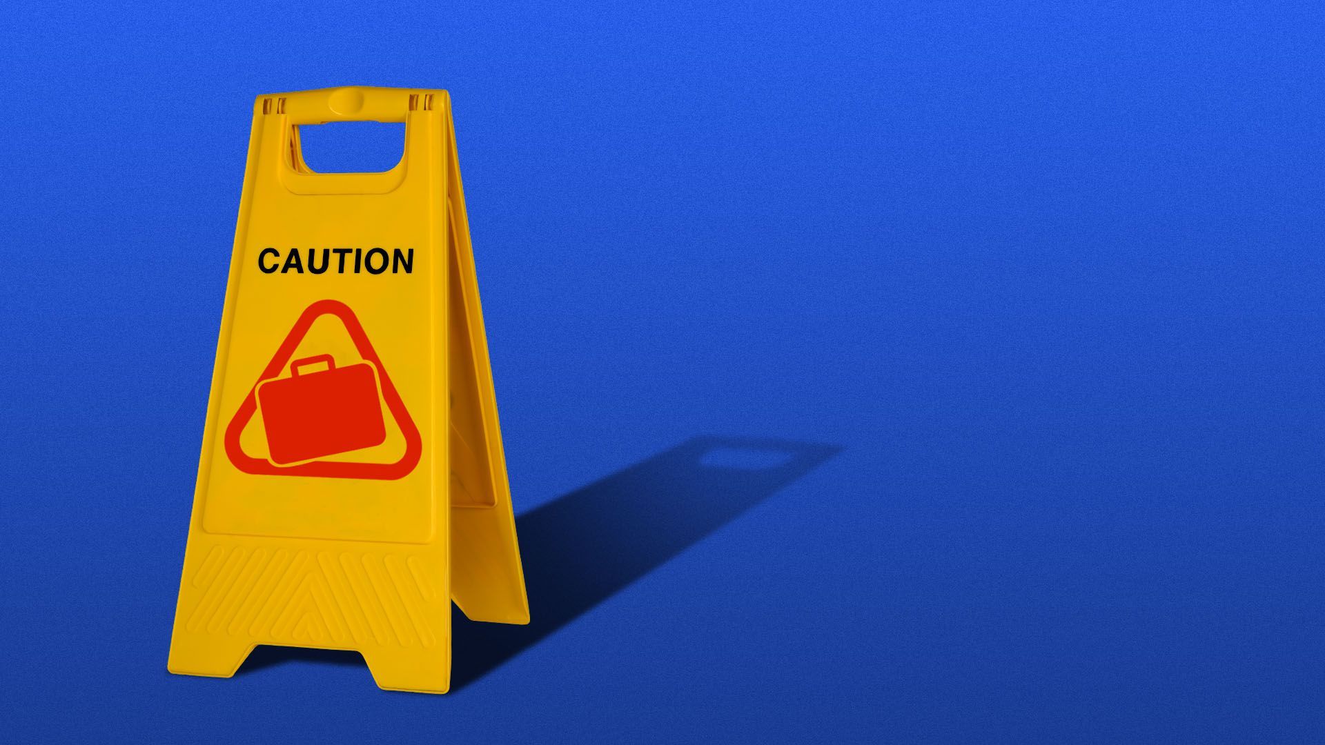 Illustration of a caution sign with a briefcase icon 