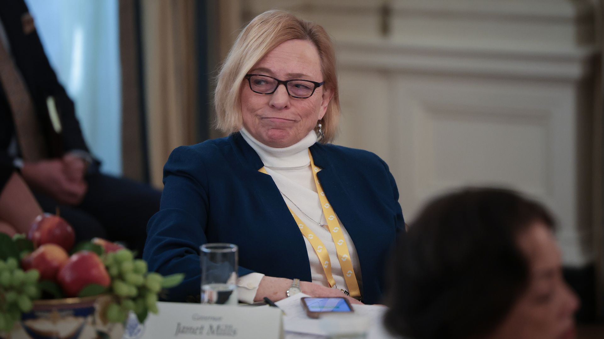 Gov. Janet Mills at a meeting of governors at the White House on February 21