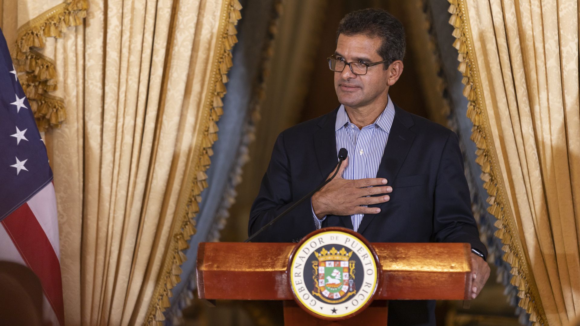 Puerto Rico's new governor Pedro Pierluisi holds press conference in San Juan, Puerto Rico on August 06
