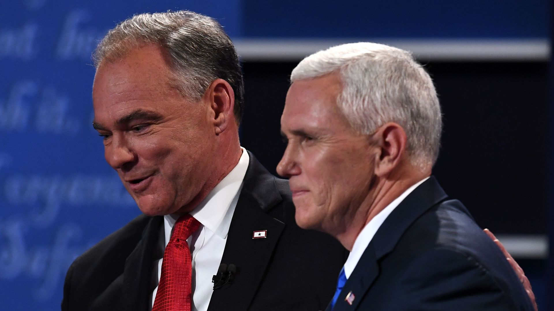 Vice president candidates Tim Kaine and Mike Pence in 2016.