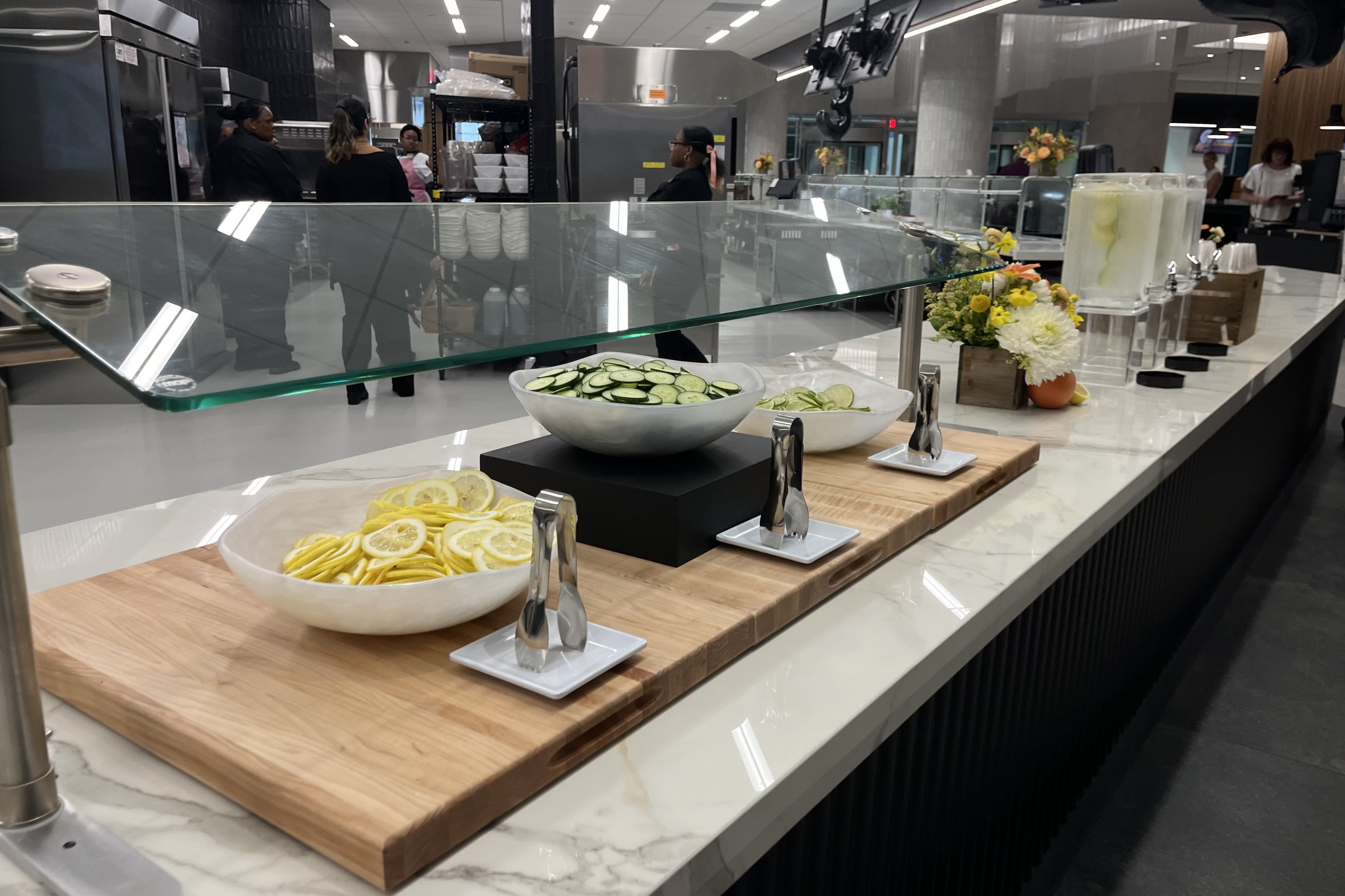 Lemons and cucumbers at a water station