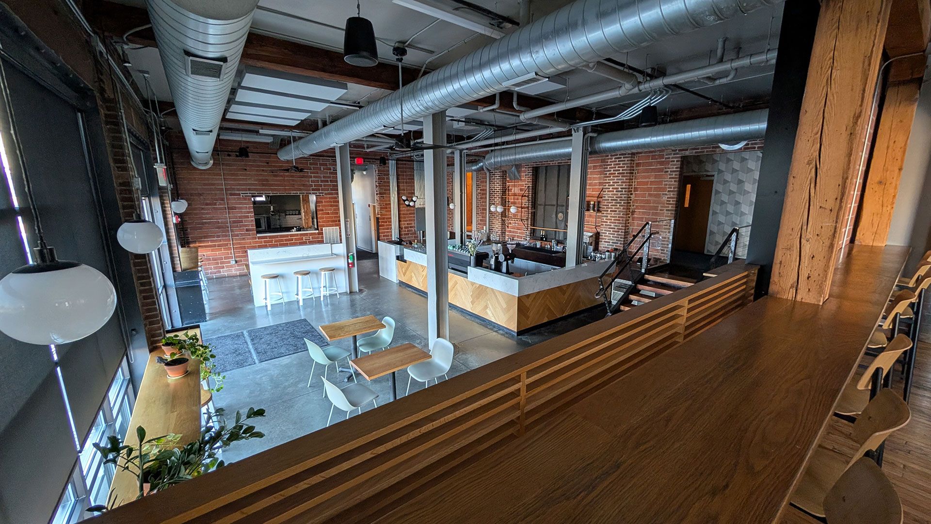 The upper level looking over the main floor of Rook Room