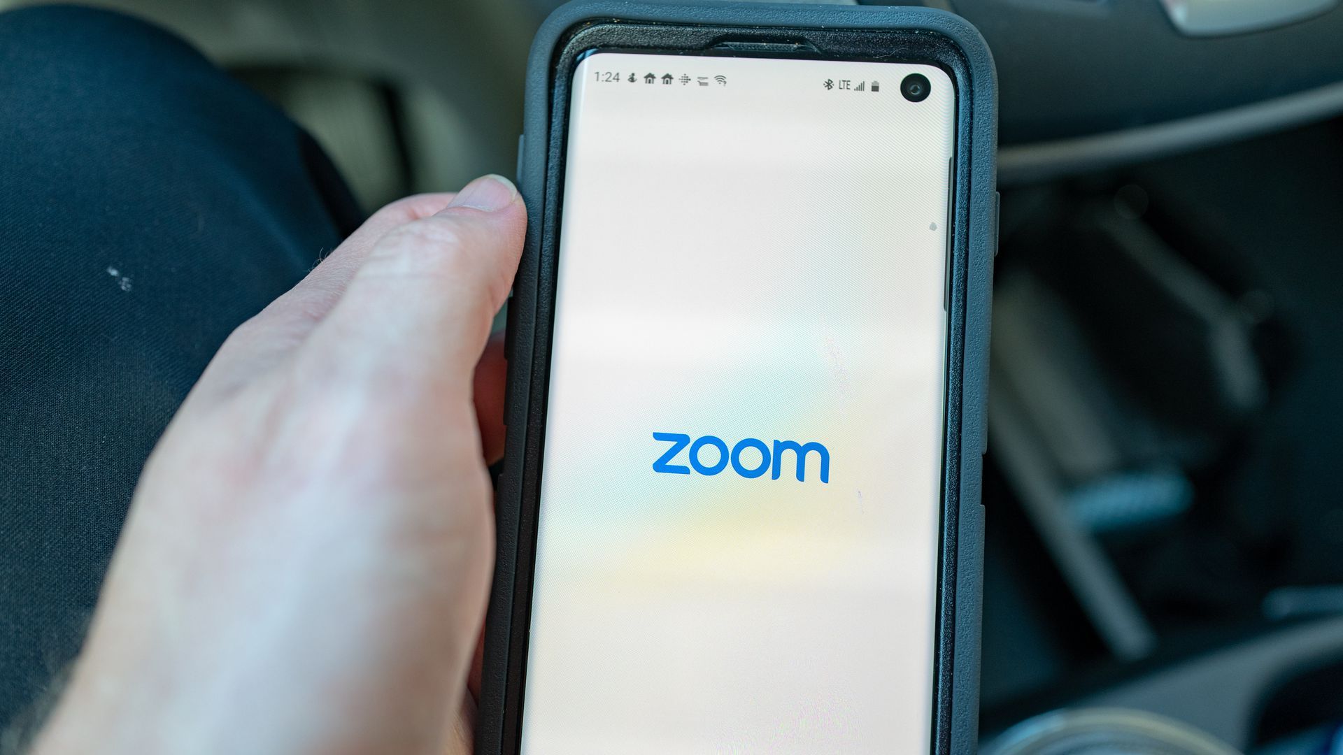 phone with the zoom logo on it