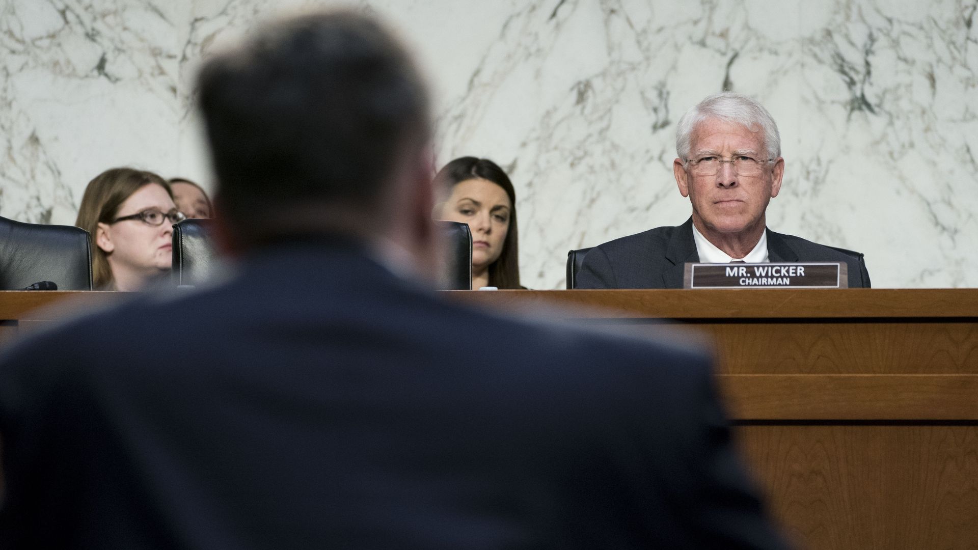 A photo of Sen. Roger Wicker during a hearing.