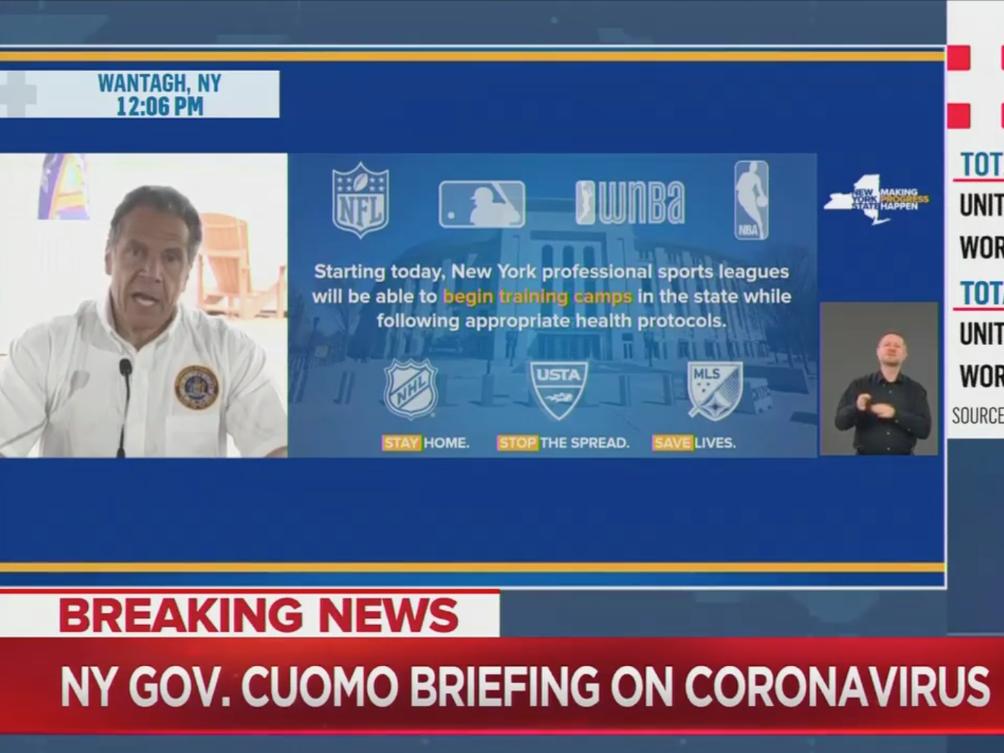Cuomo says all New York pro sports leagues can begin training camps