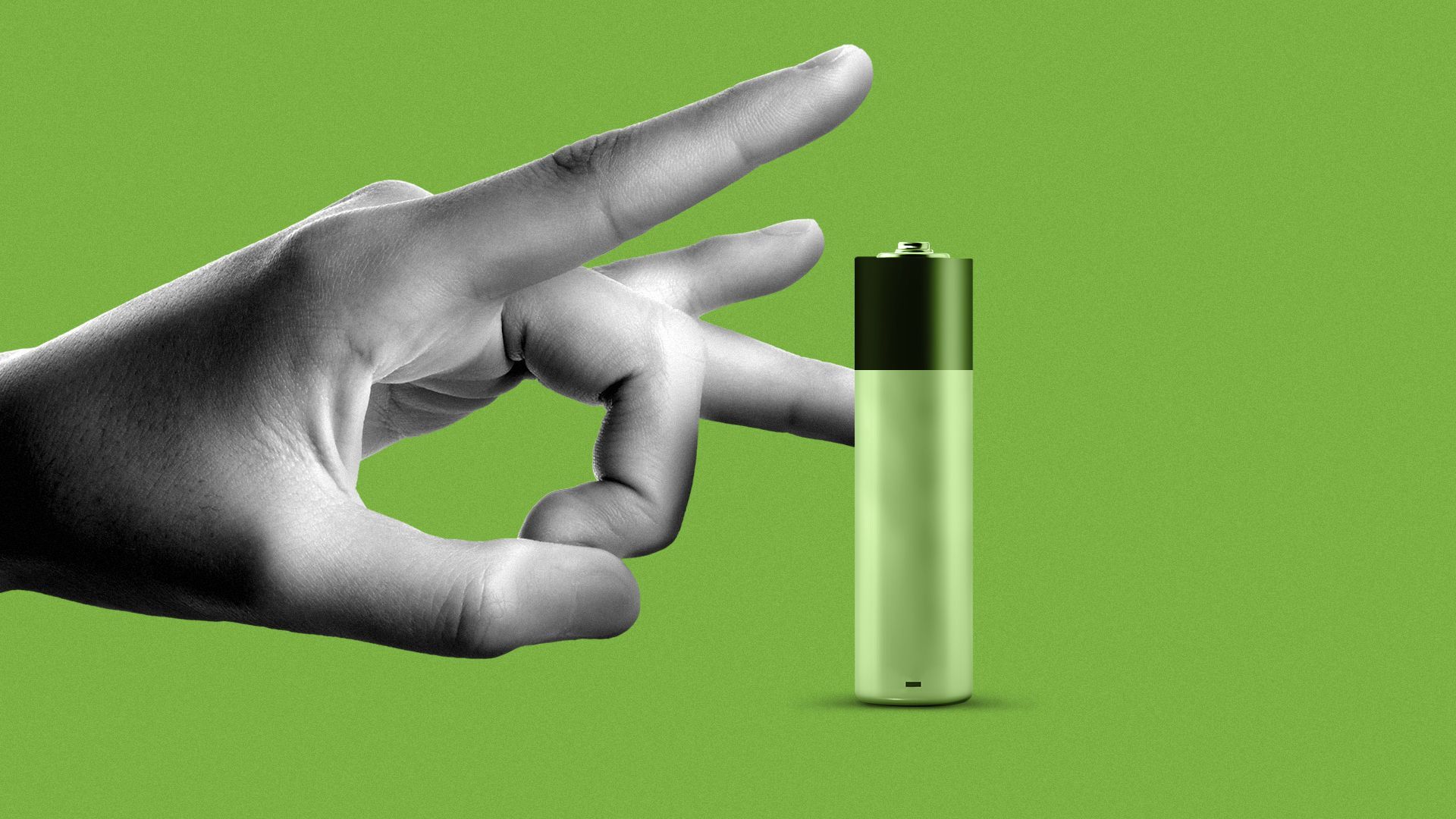 Illustration of a hand flicking a battery.