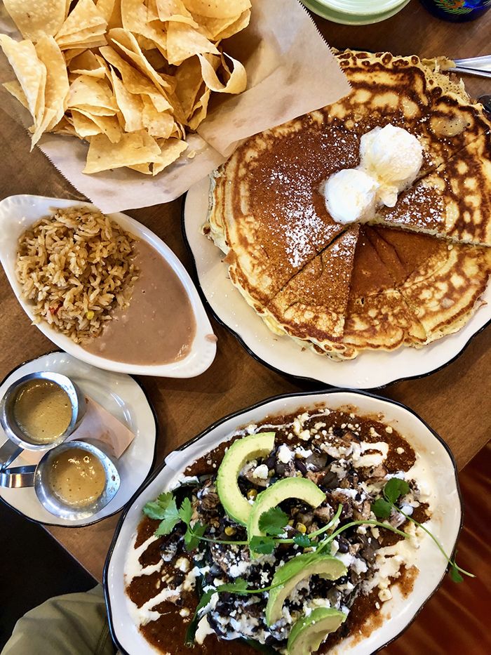 pancake and beans for brunch at superica
