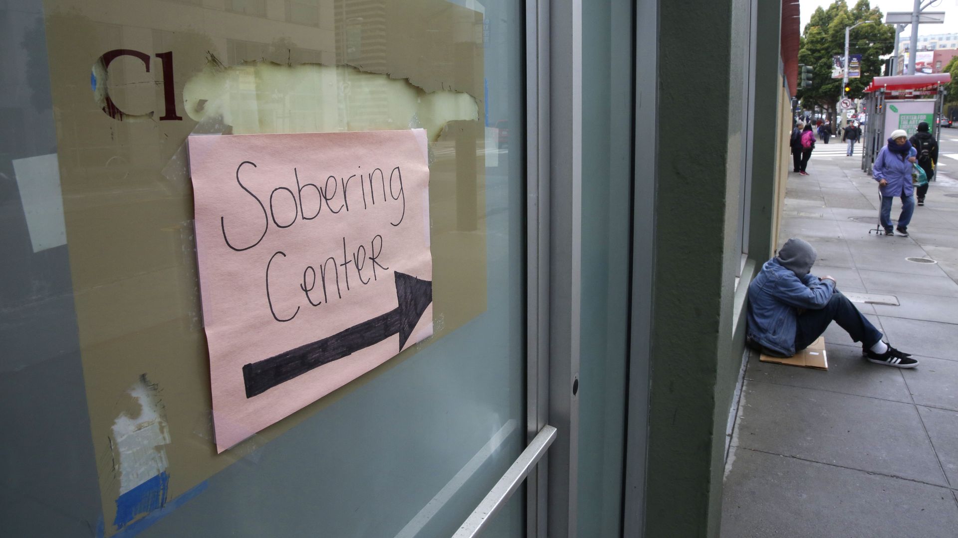 A photo of a sobering center sign in California.
