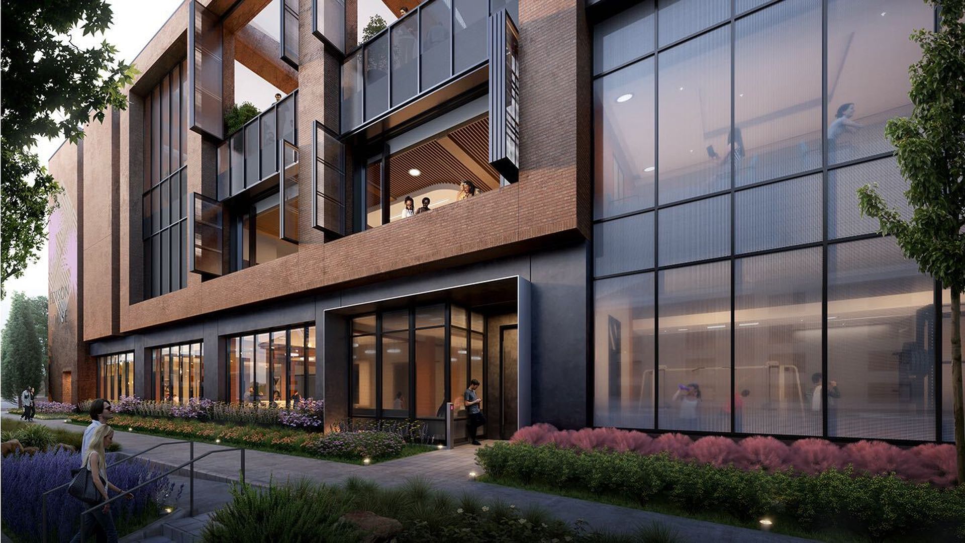 The outside of Edison House in Salt Lake City with large windows 