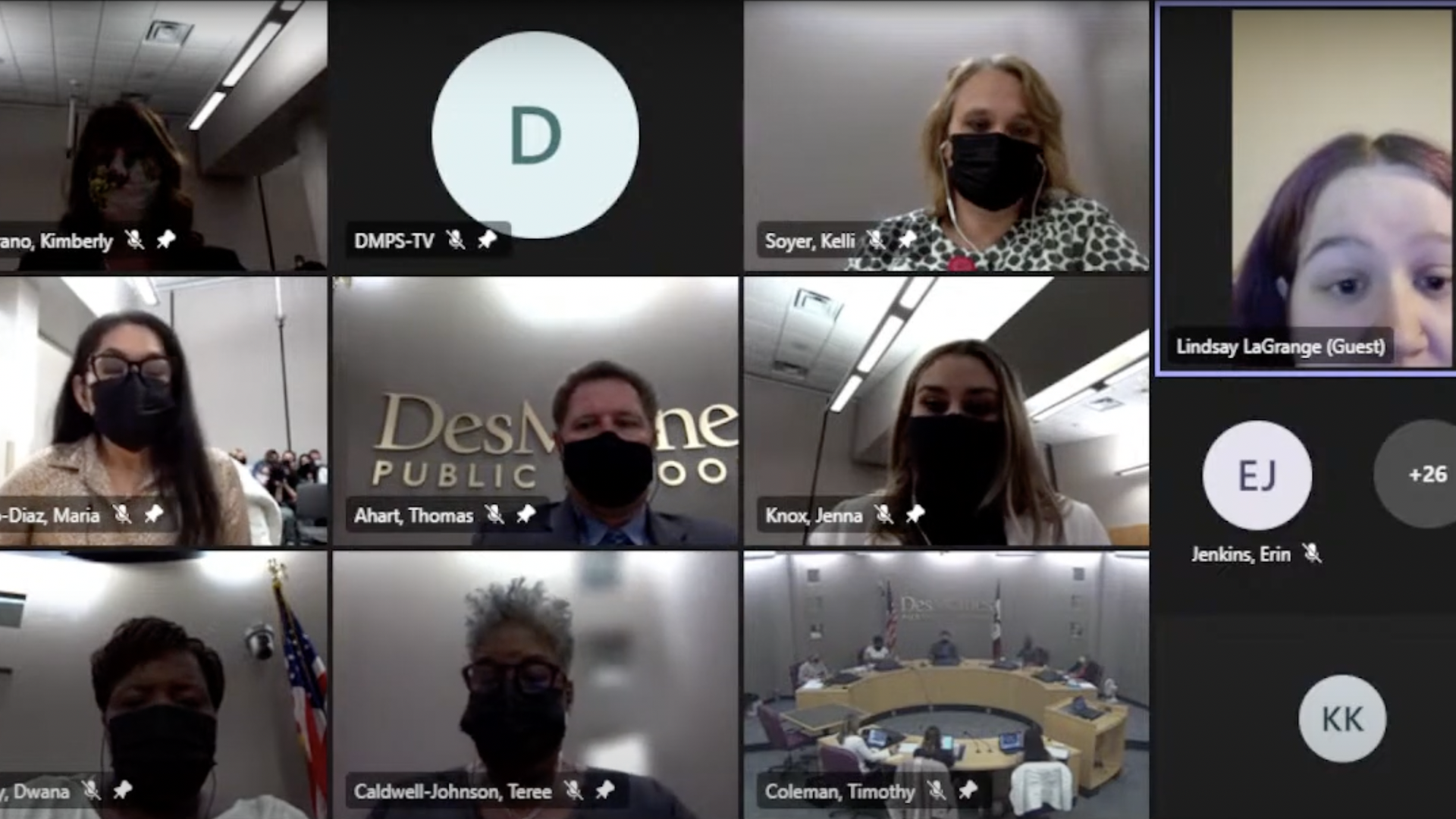 Des Moines school board members on Zoom