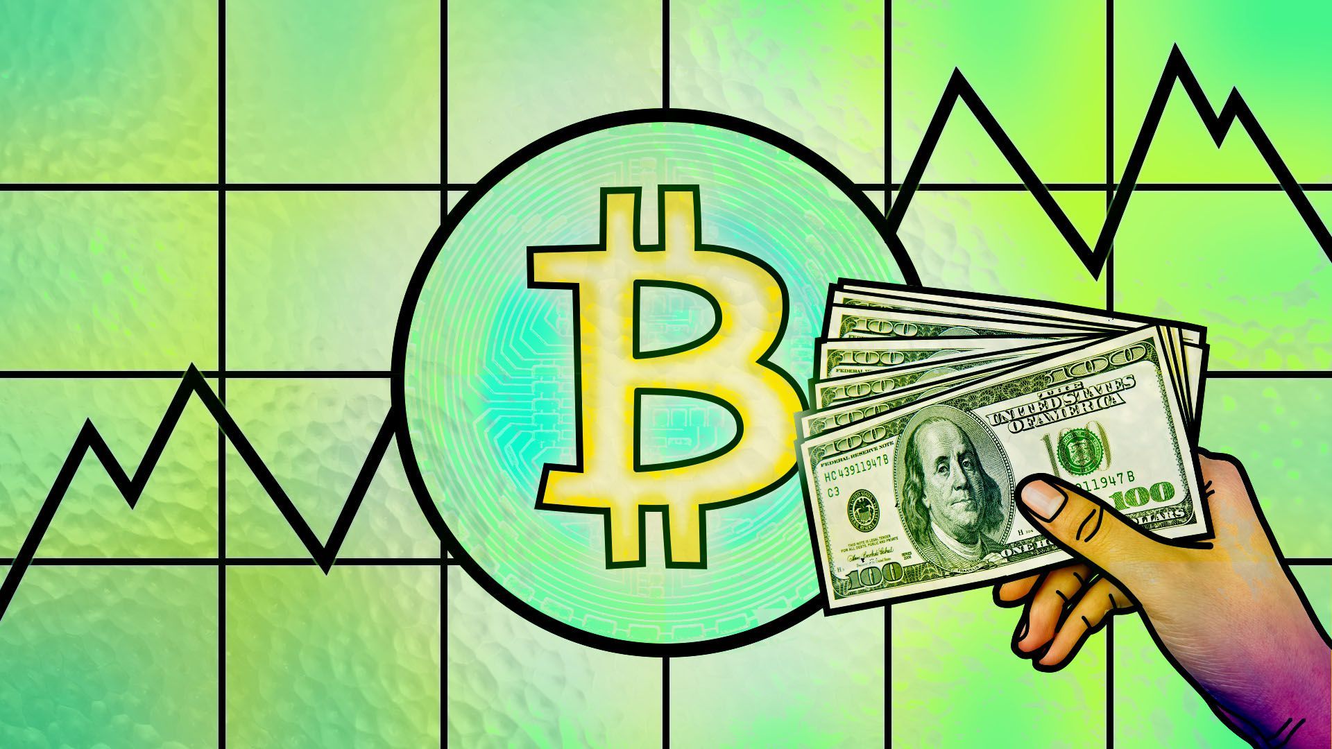 Illustration of the Bitcoin logo as stained glass panel