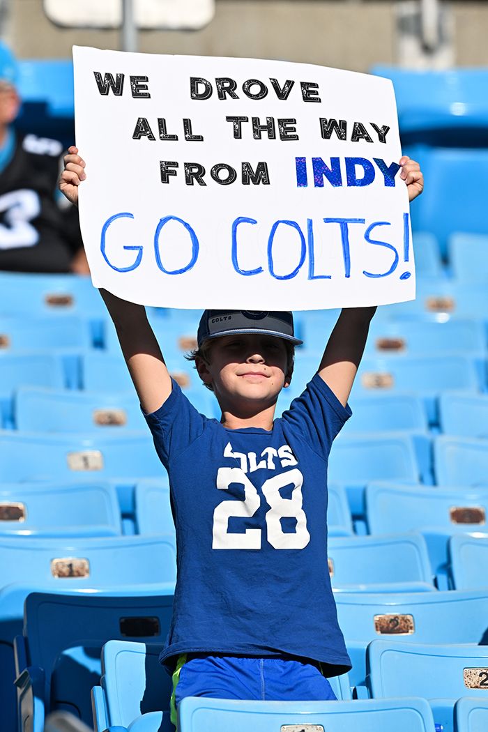 A Colts fan at the Nov. 5 Panthers vs. Colts game at Bank of America Stadium. Photo: Grant Halverson/Getty Images