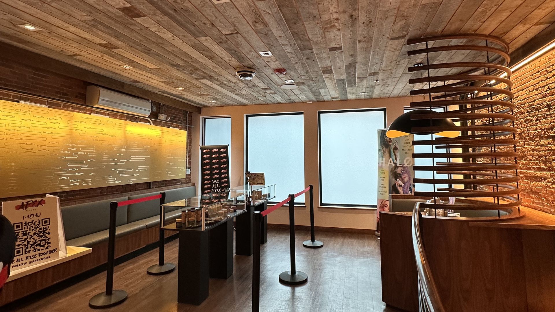 The second floor of Apex Noire, former city Boston Councilor Tito Jackson's downtown dispensary. A table with a glass case is blocked off.