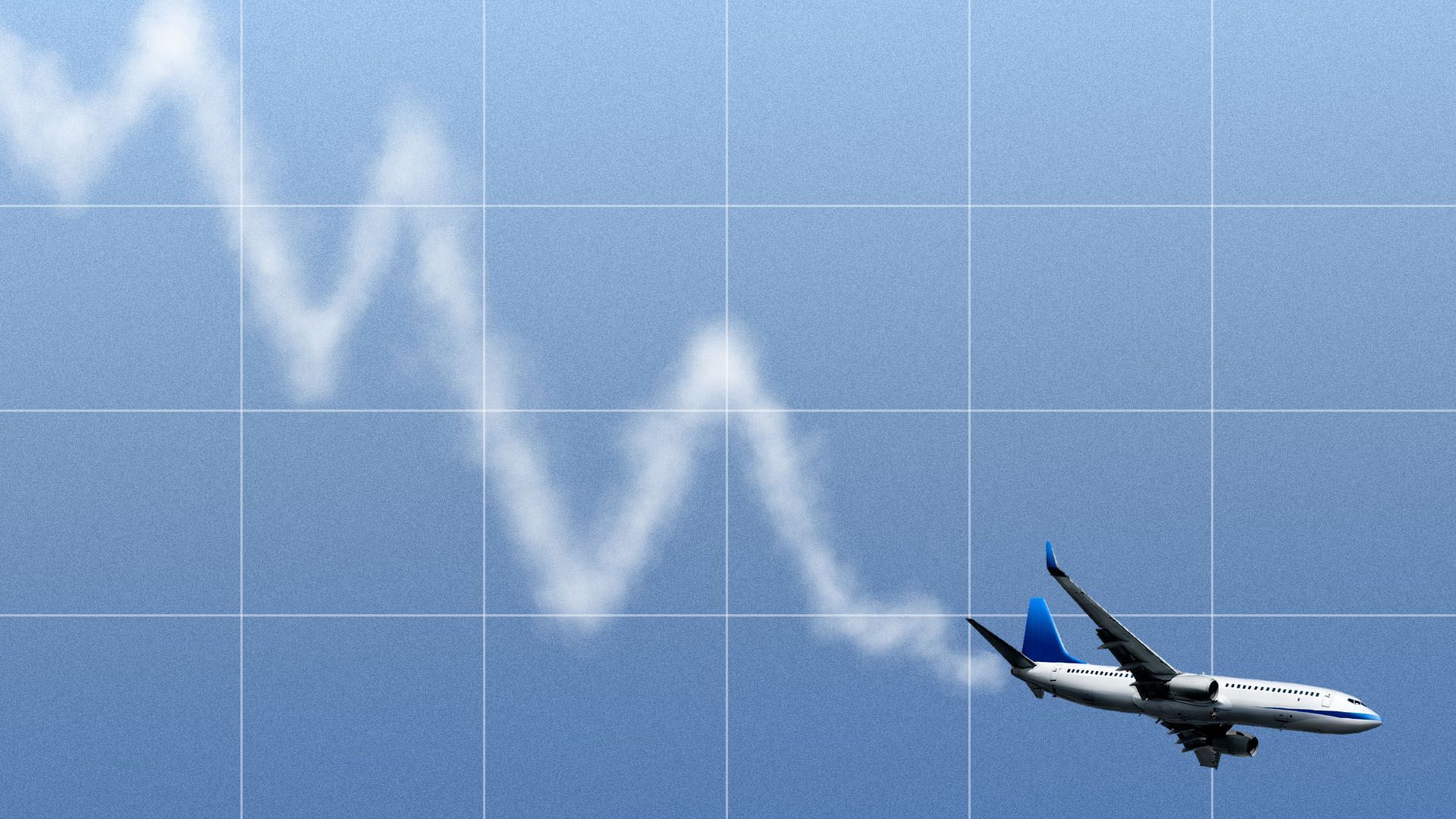 Illustration of a descending plane on a chart 