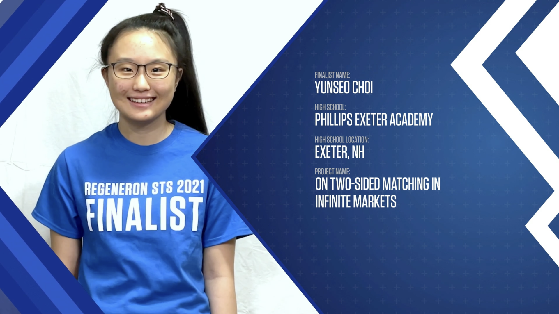 Yunseo Choi, first-place winner in the 2021 Regeneron Science Talent Search.