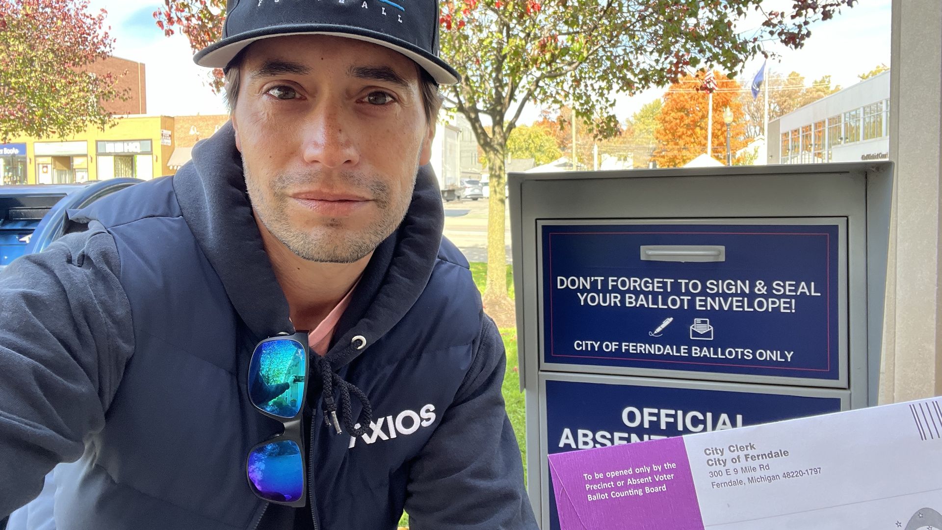 Joe mailing in his absentee ballot.