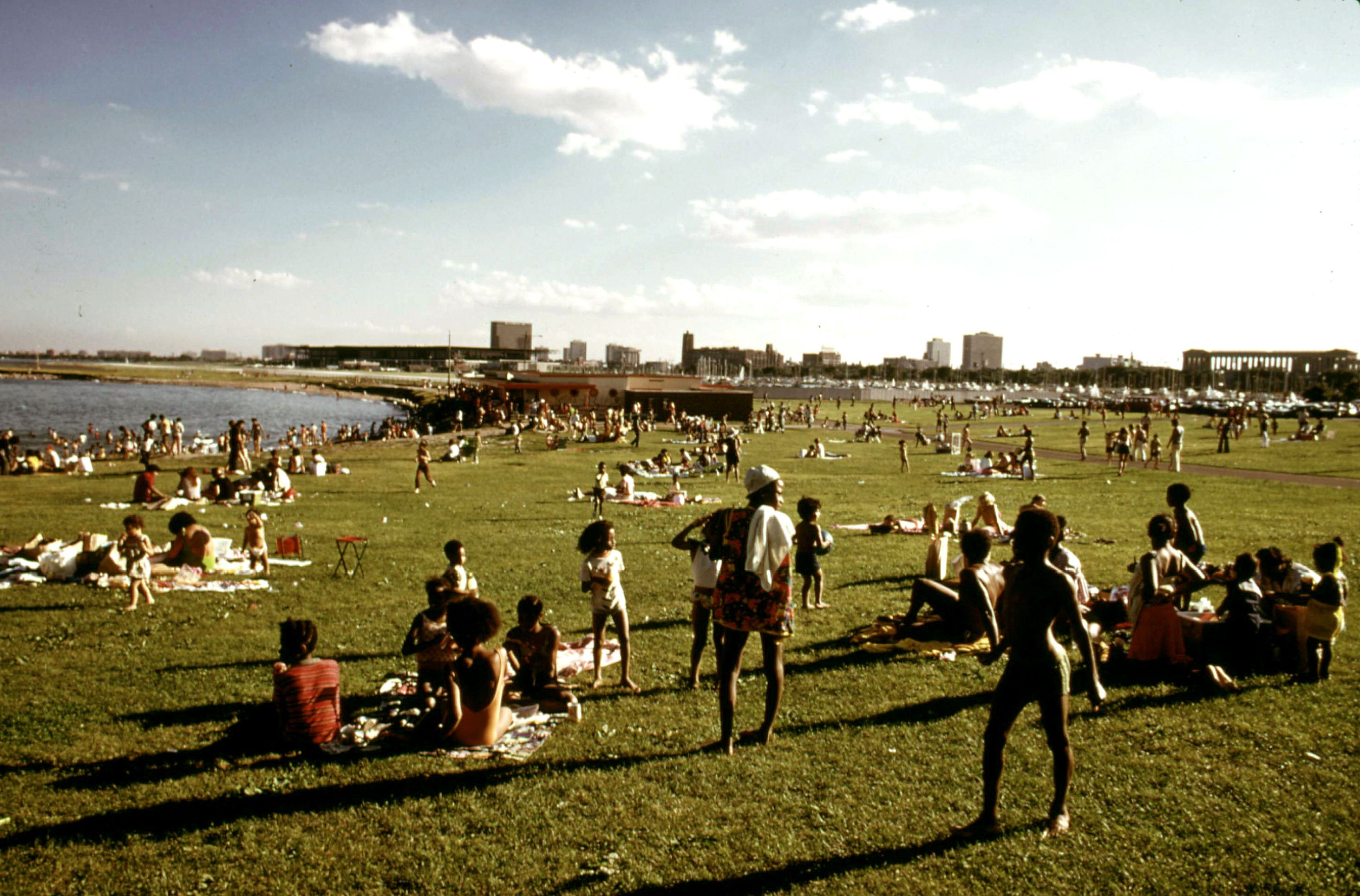 People on beach grass