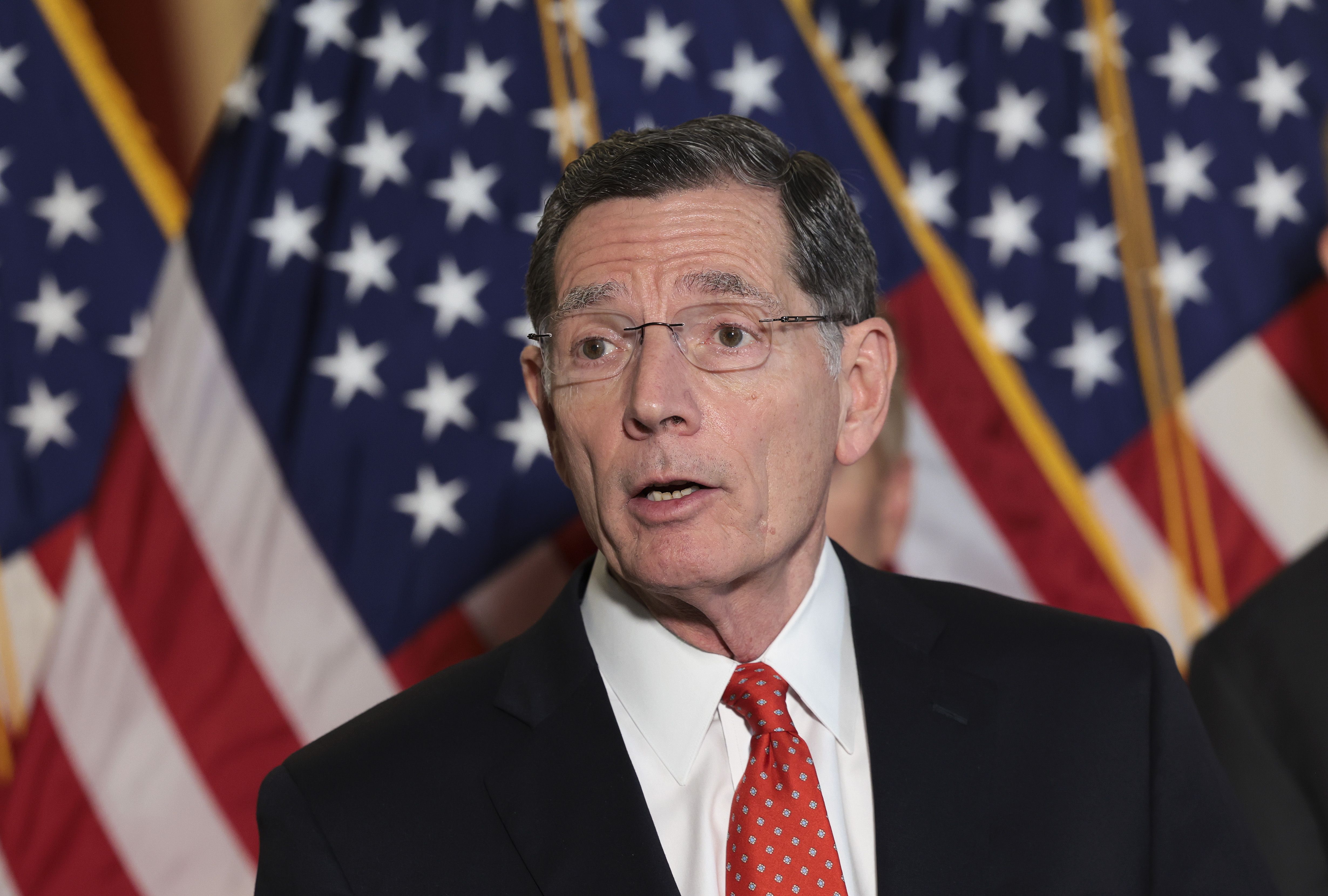 U.S. Sen. John Barrasso (R-WY) speaks on southern border security during a press conference at the Russell Senate Office Building on February 02, 2022 in Washington, DC.