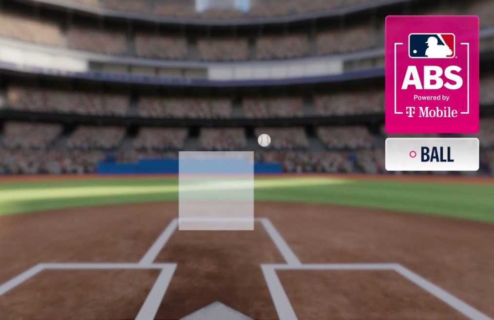 Graphic showing a baseball outside of the strike zone, demonstrating the ABS system.