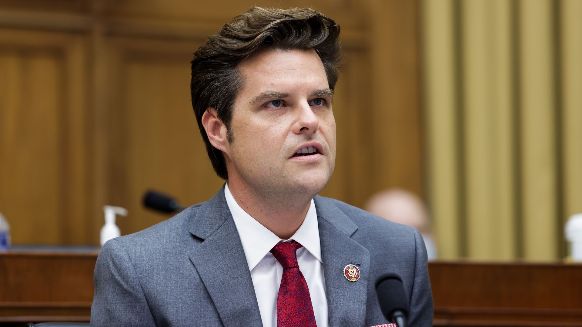 Rep. Matt Gaetz speaking in July.