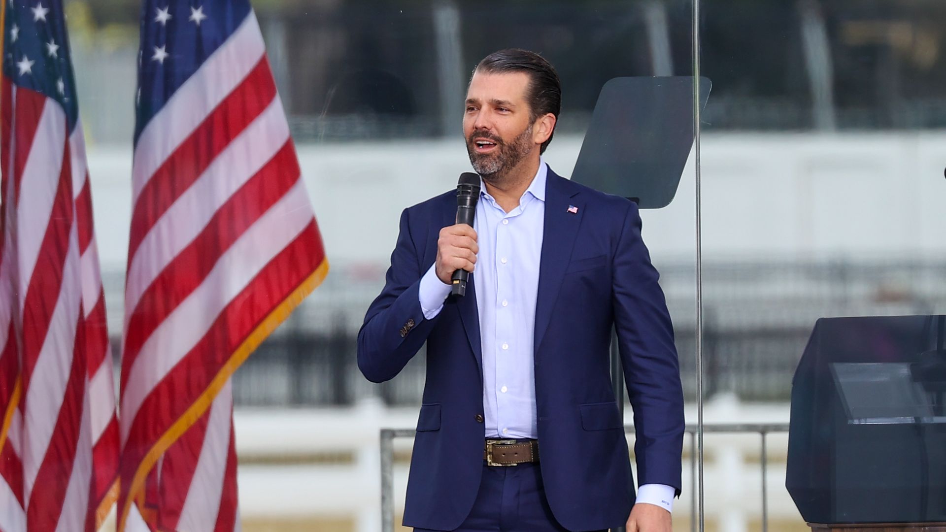 Donald Trump Jr., executive vice president of development and acquisitions for Trump Organization Inc., speaks during a "Save America Rally" near the White House in Washington, D.C., U.S., 