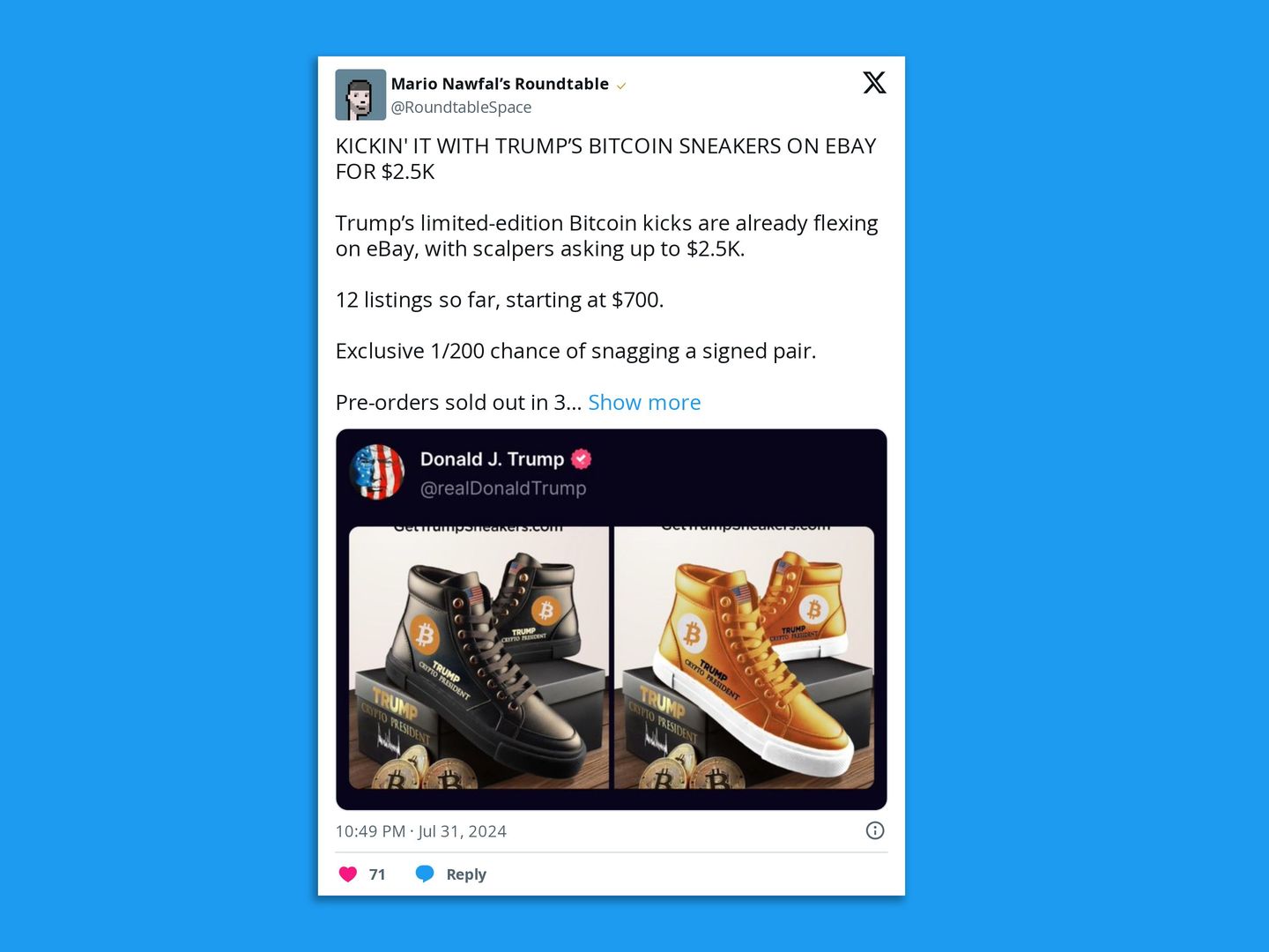 Culture hash: Trump kicks