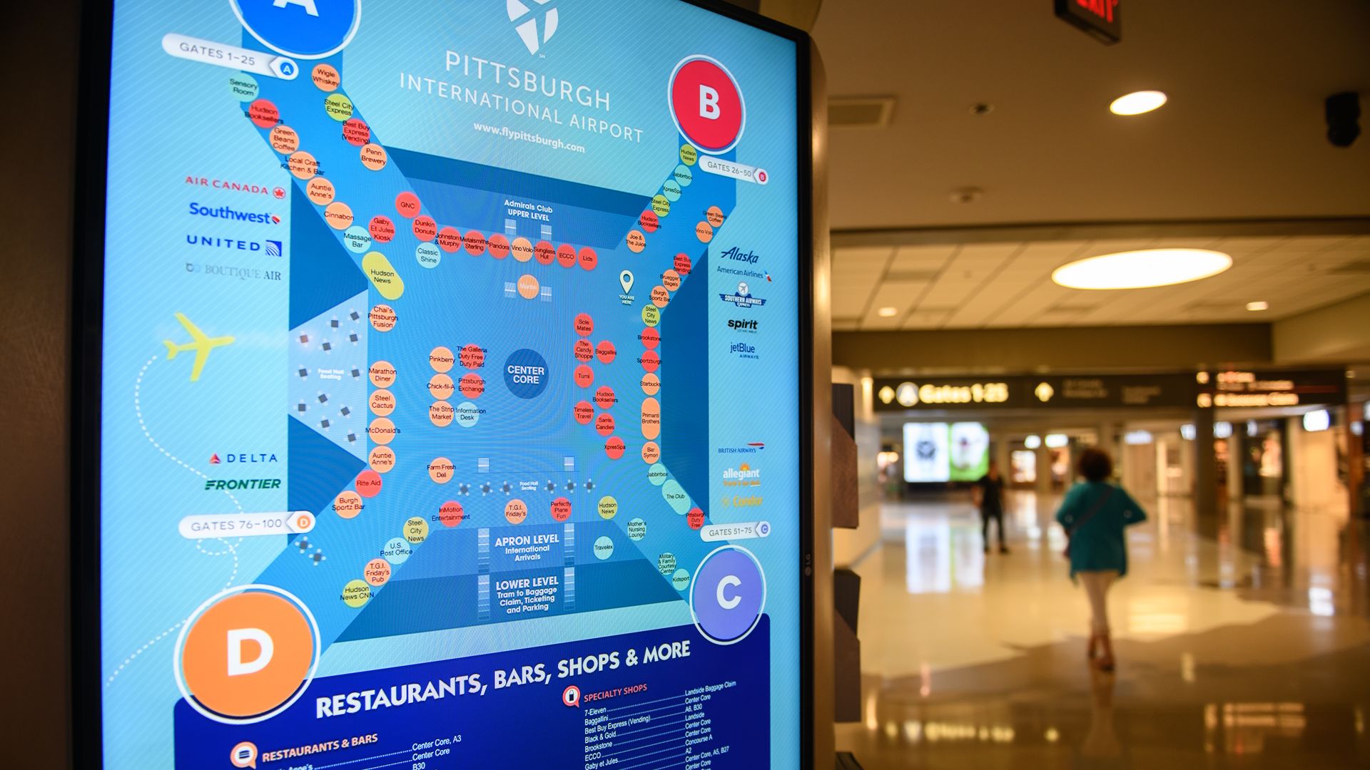 Map of airport inside a terminal.