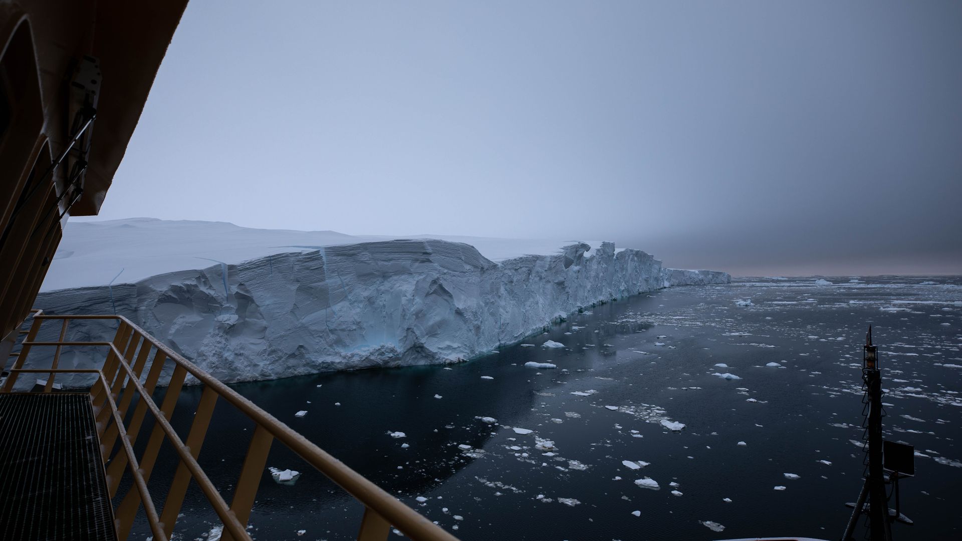 The Thwaites Glacier in Antarctica as seen from a ship